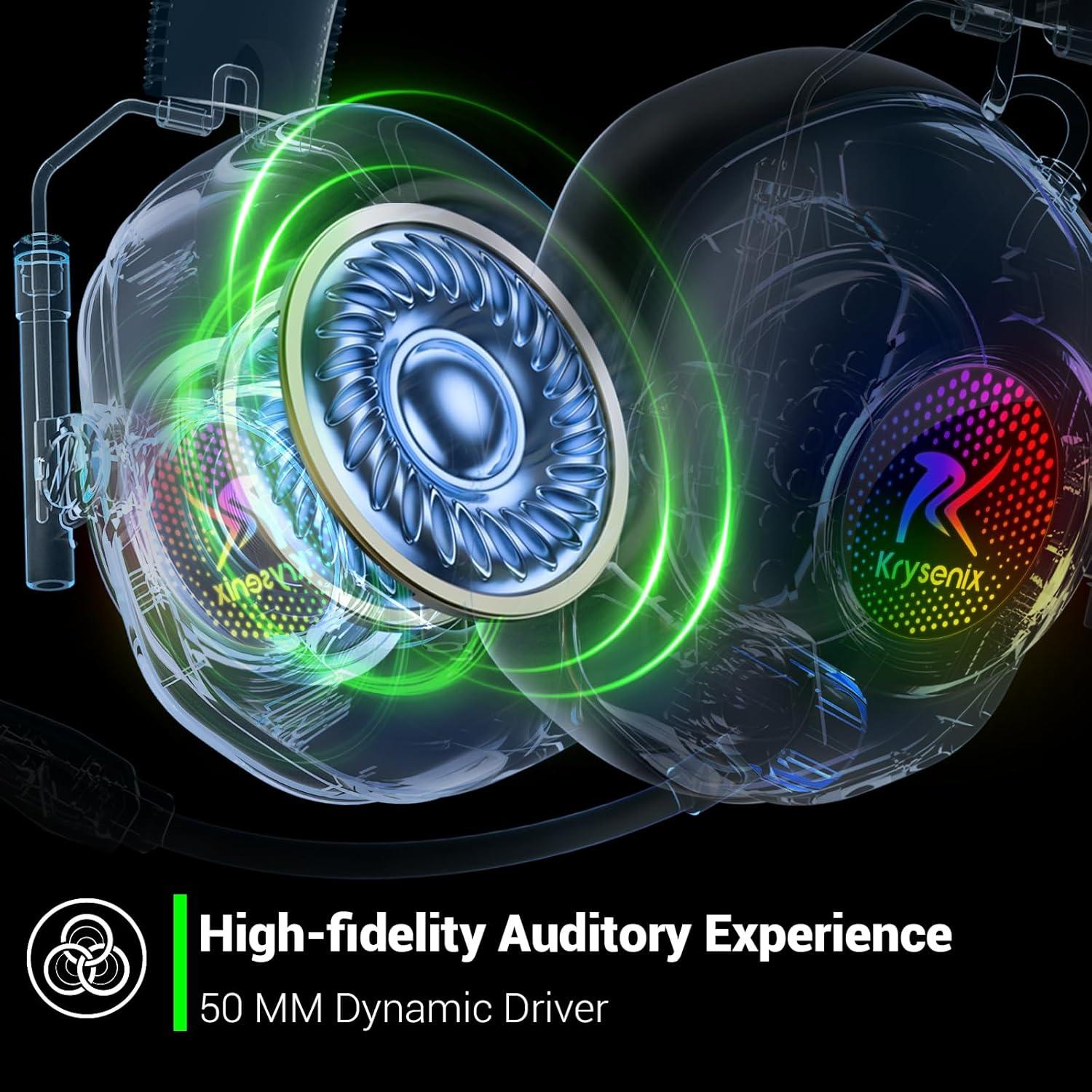 Auriculares Gaming Inalámbricos Krysenix KGH2 50mm RGB 40h