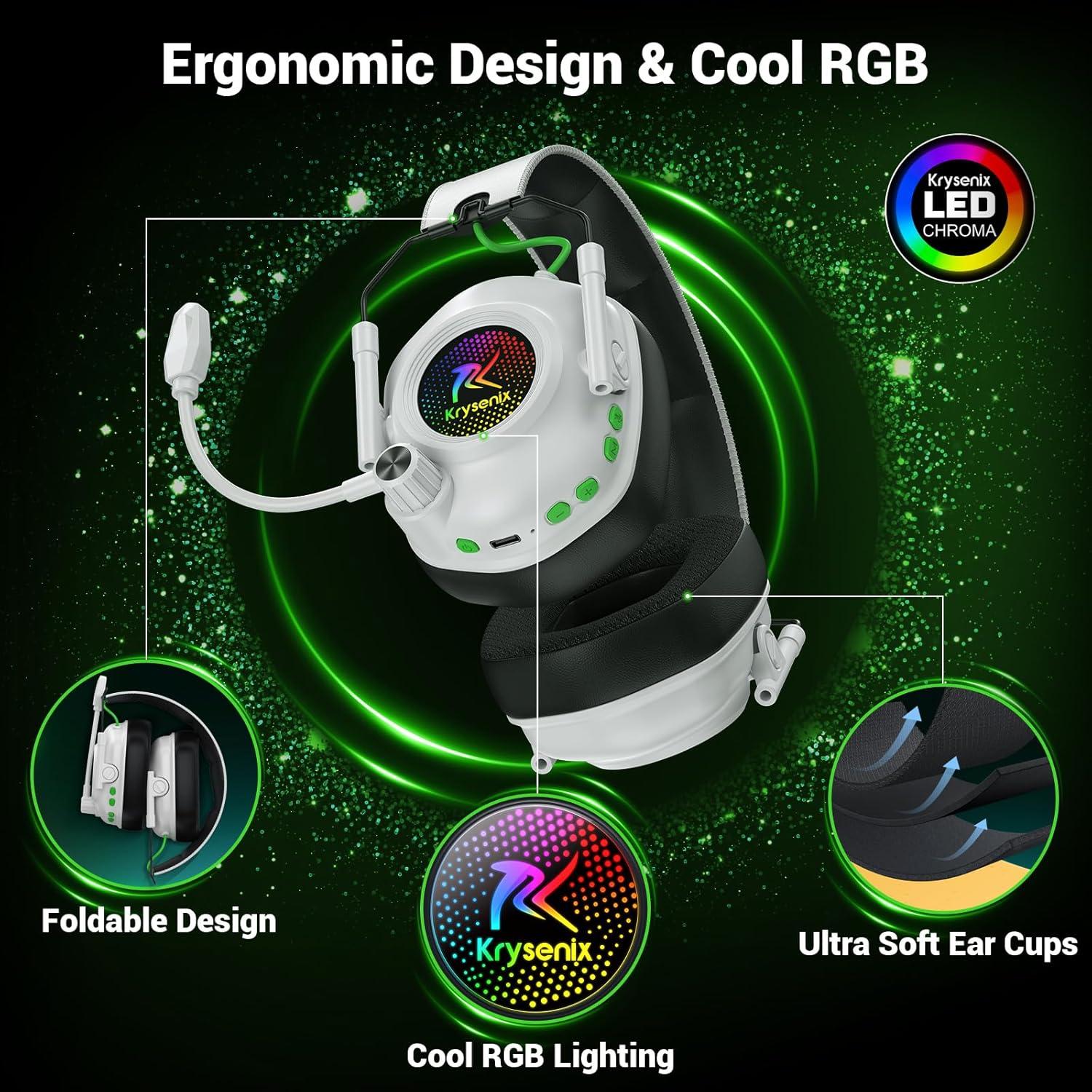 Auriculares Gaming Inalámbricos Krysenix KGH2 50mm RGB 40h