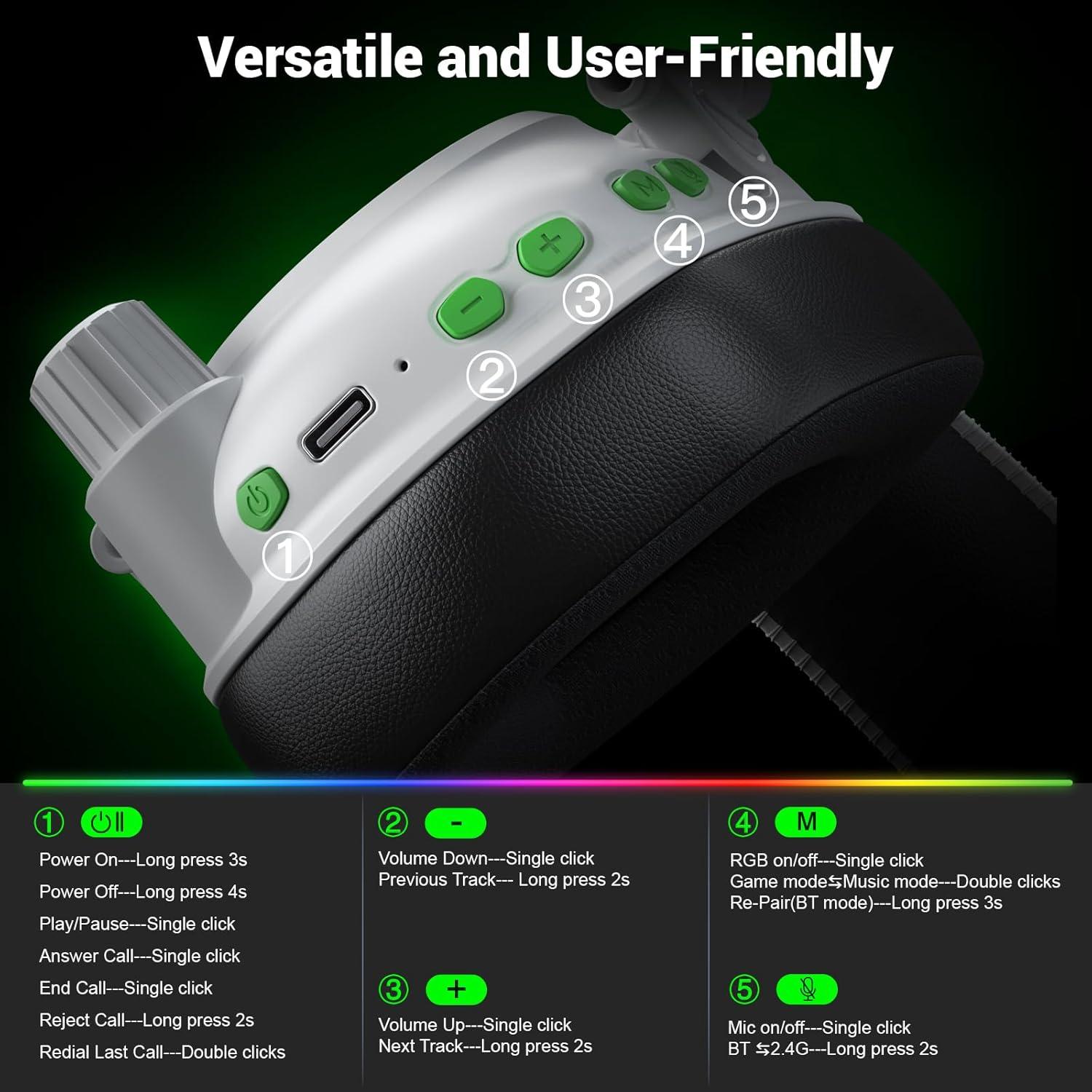 Auriculares Gaming Inalámbricos Krysenix KGH2 50mm RGB 40h