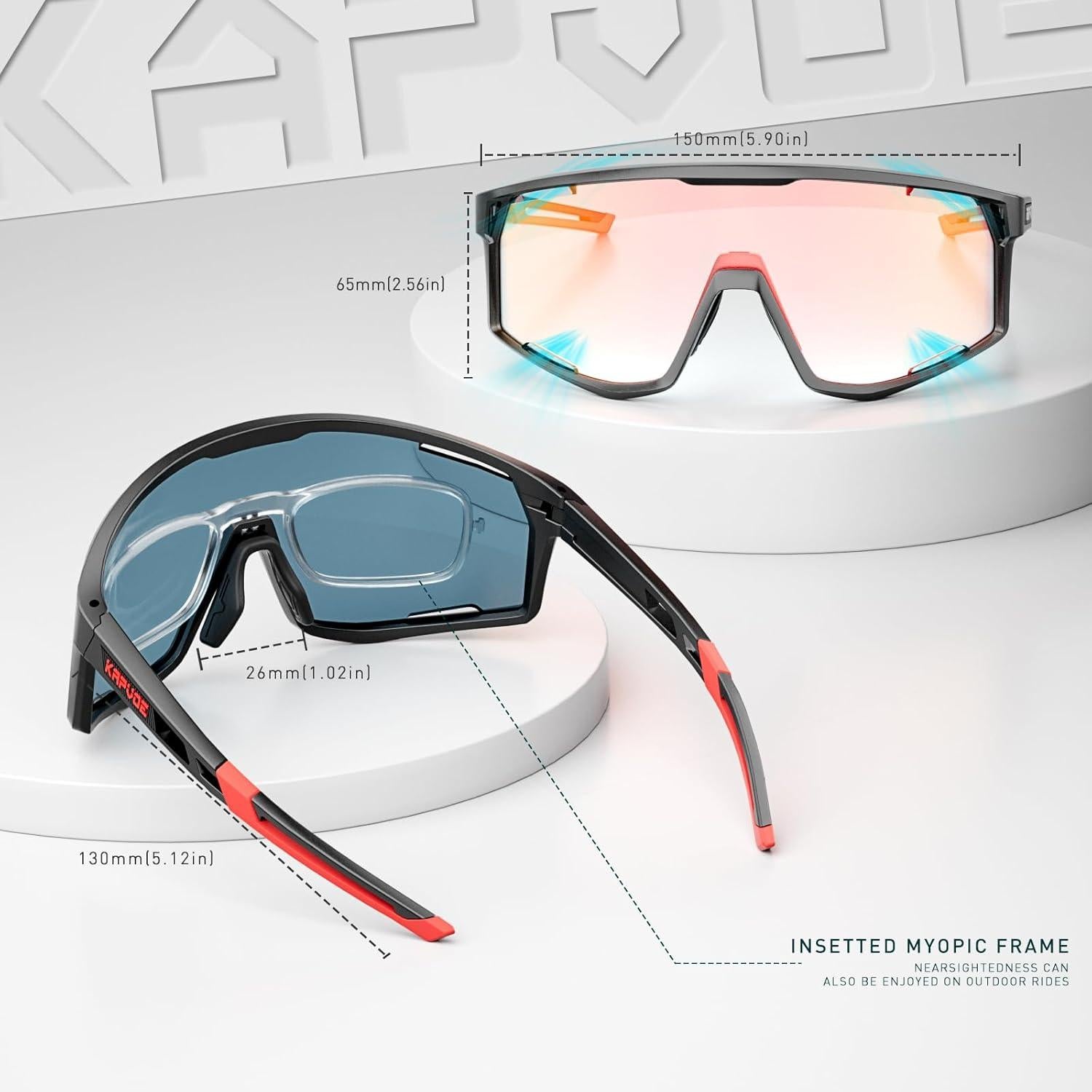 Gafas de Ciclismo KAPVOE K180 Fotoquímicas UV400 Rojo