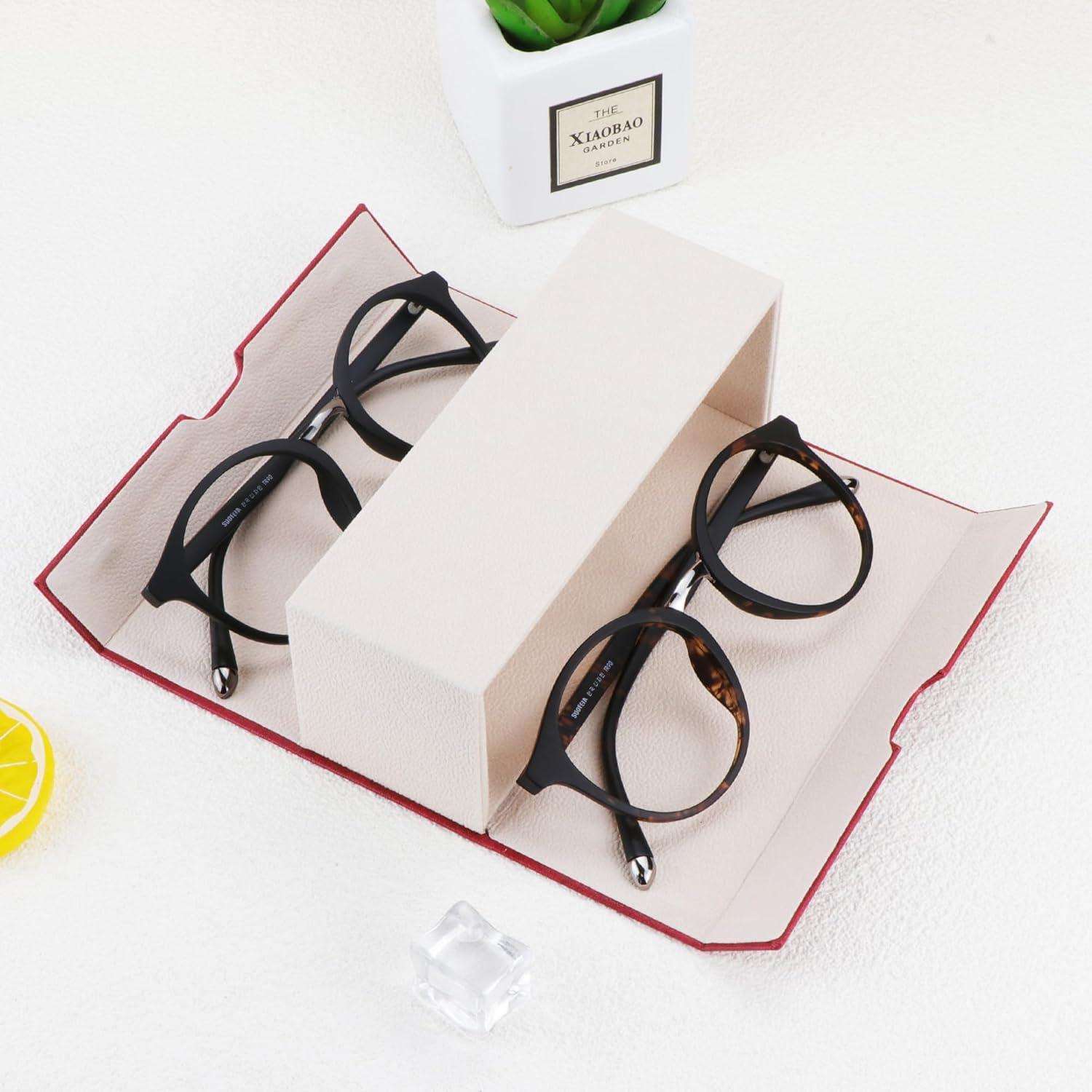 Estuche para Gafas LifeArt Plegable de Cuero PU Rojo