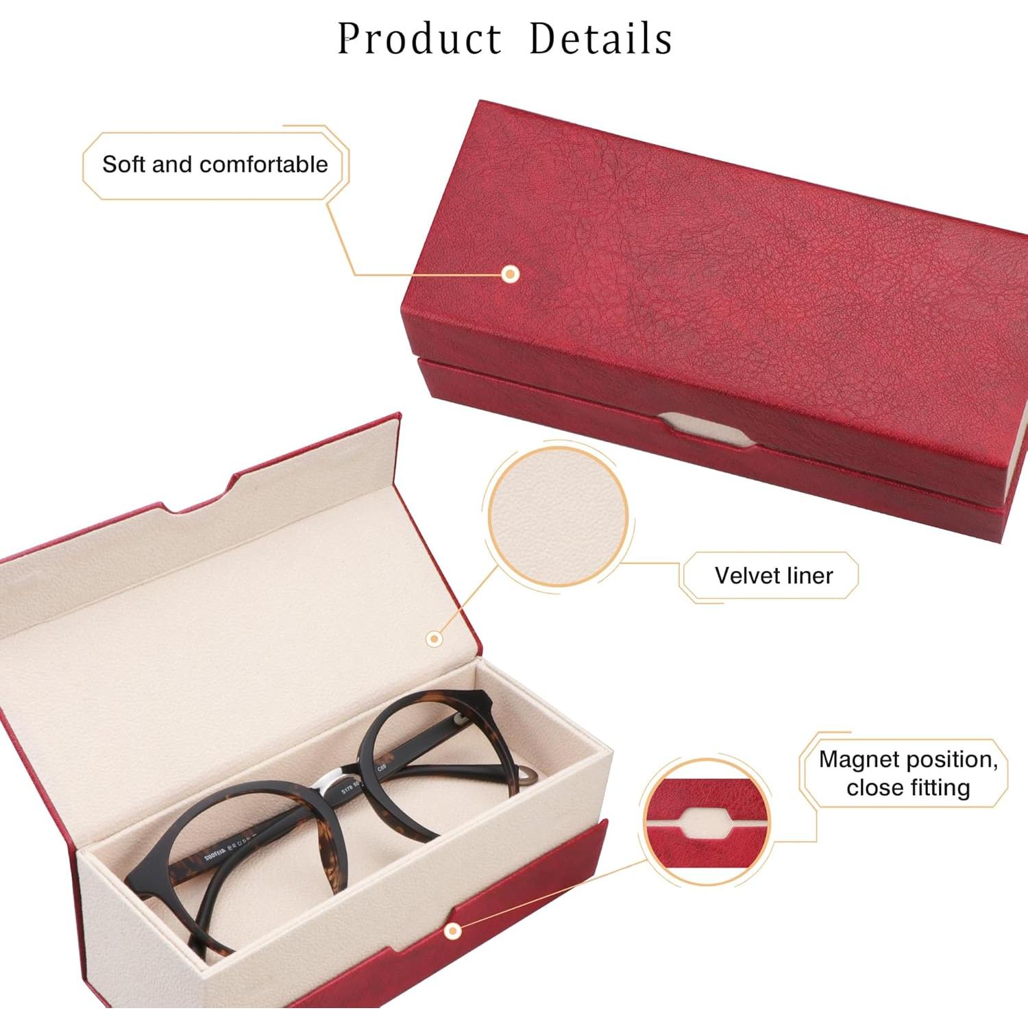 Estuche para Gafas LifeArt Plegable de Cuero PU Rojo