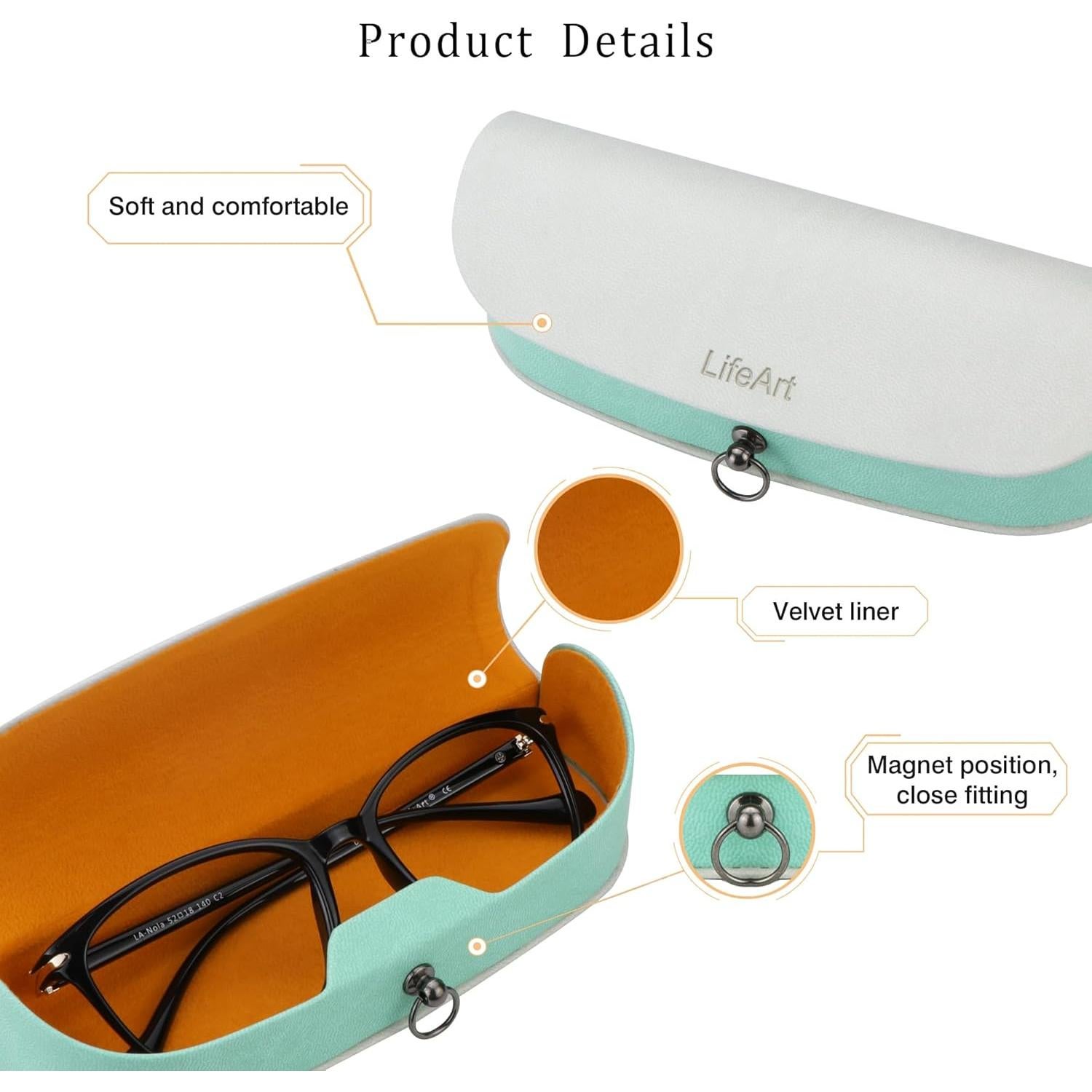 Funda para Gafas LifeArt Plegable de PU Gris Claro