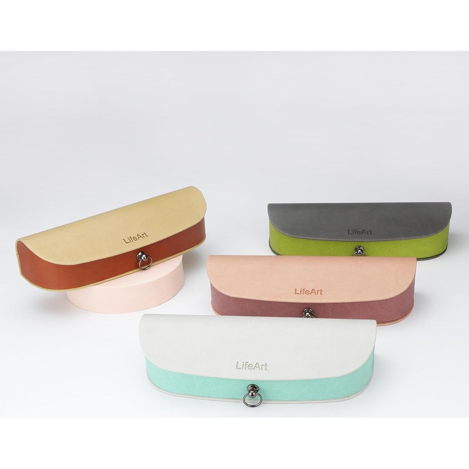 Funda para Gafas LifeArt Plegable de PU Gris Claro