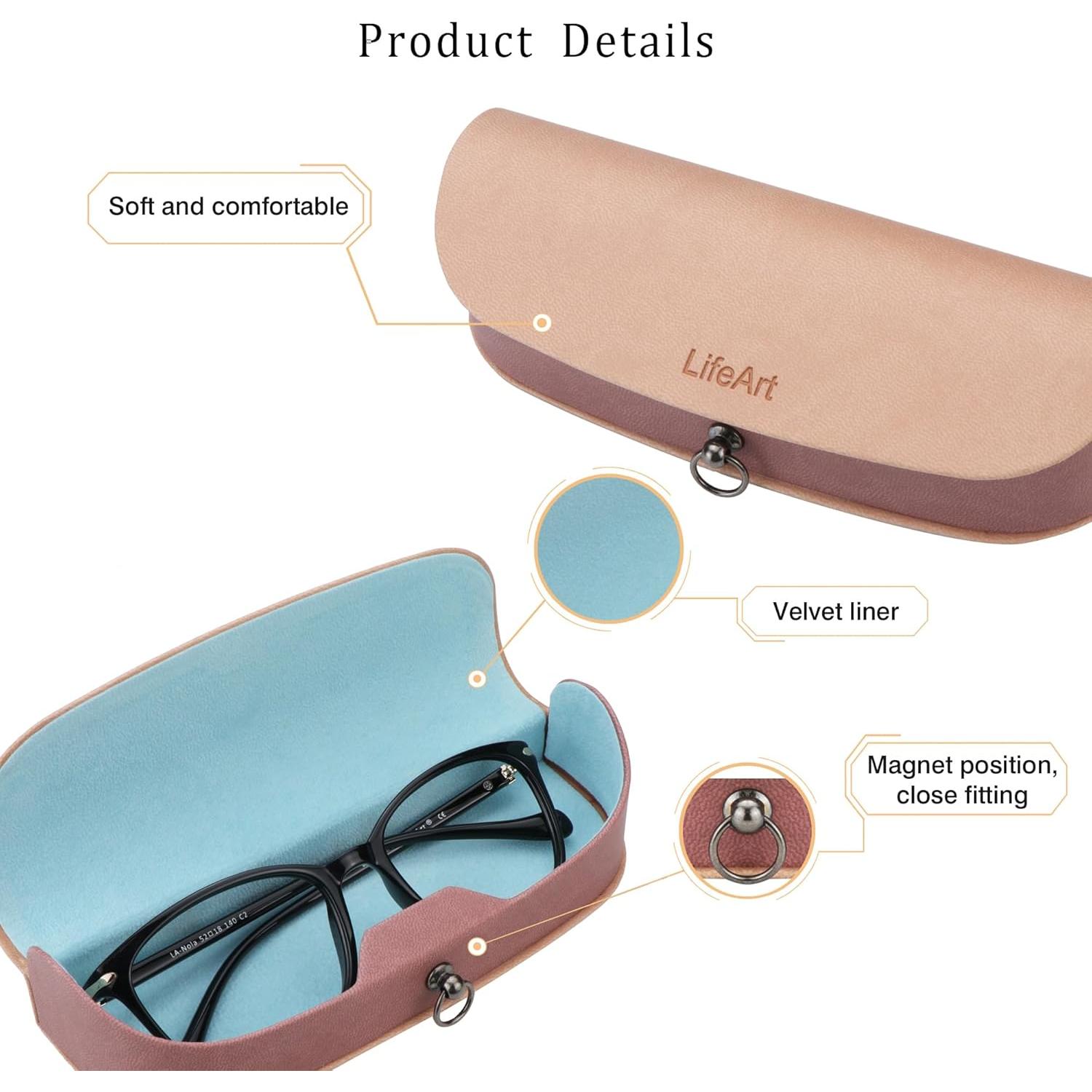 Estuche para Gafas LifeArt Plegable PU Rosa Claro