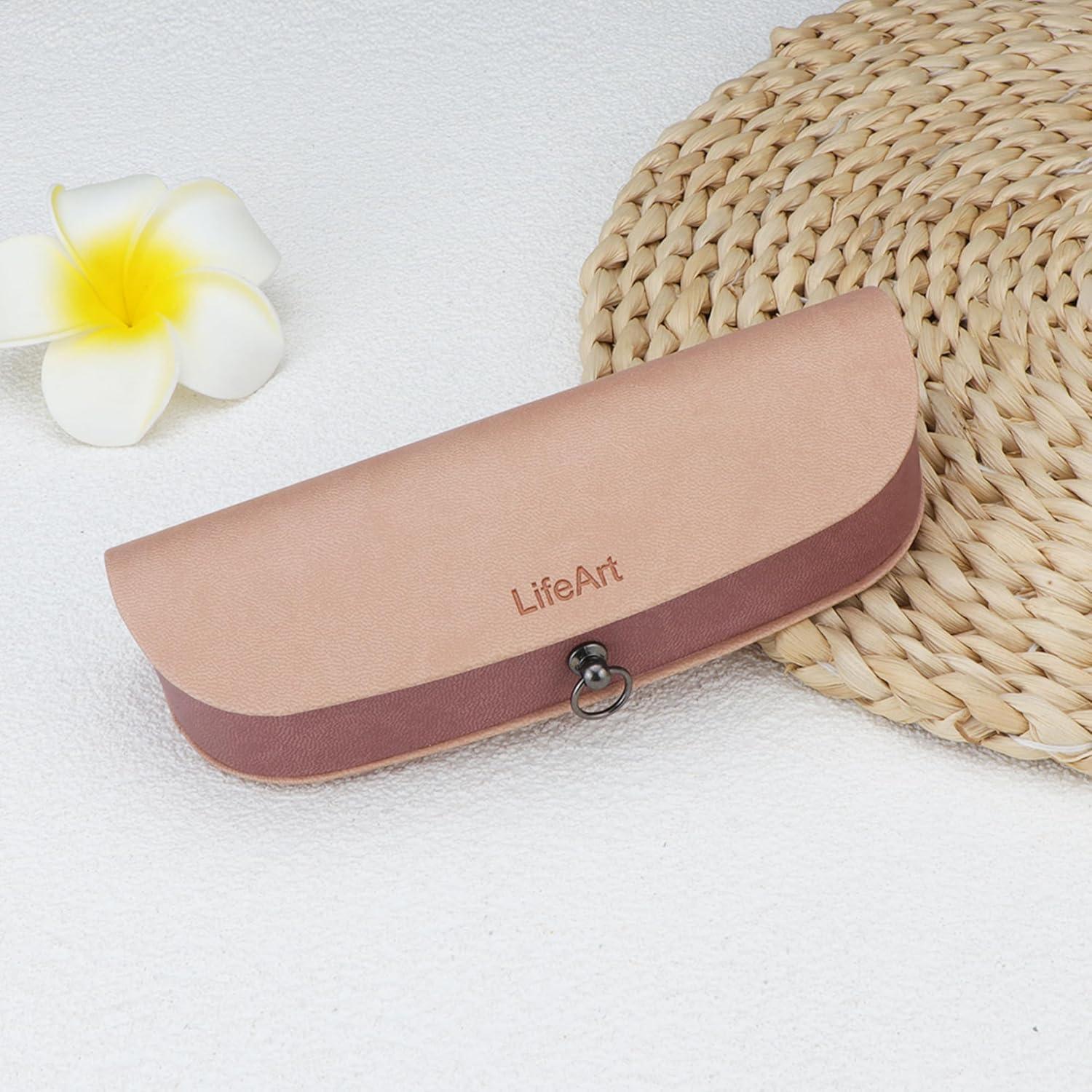 Estuche para Gafas LifeArt Plegable PU Rosa Claro
