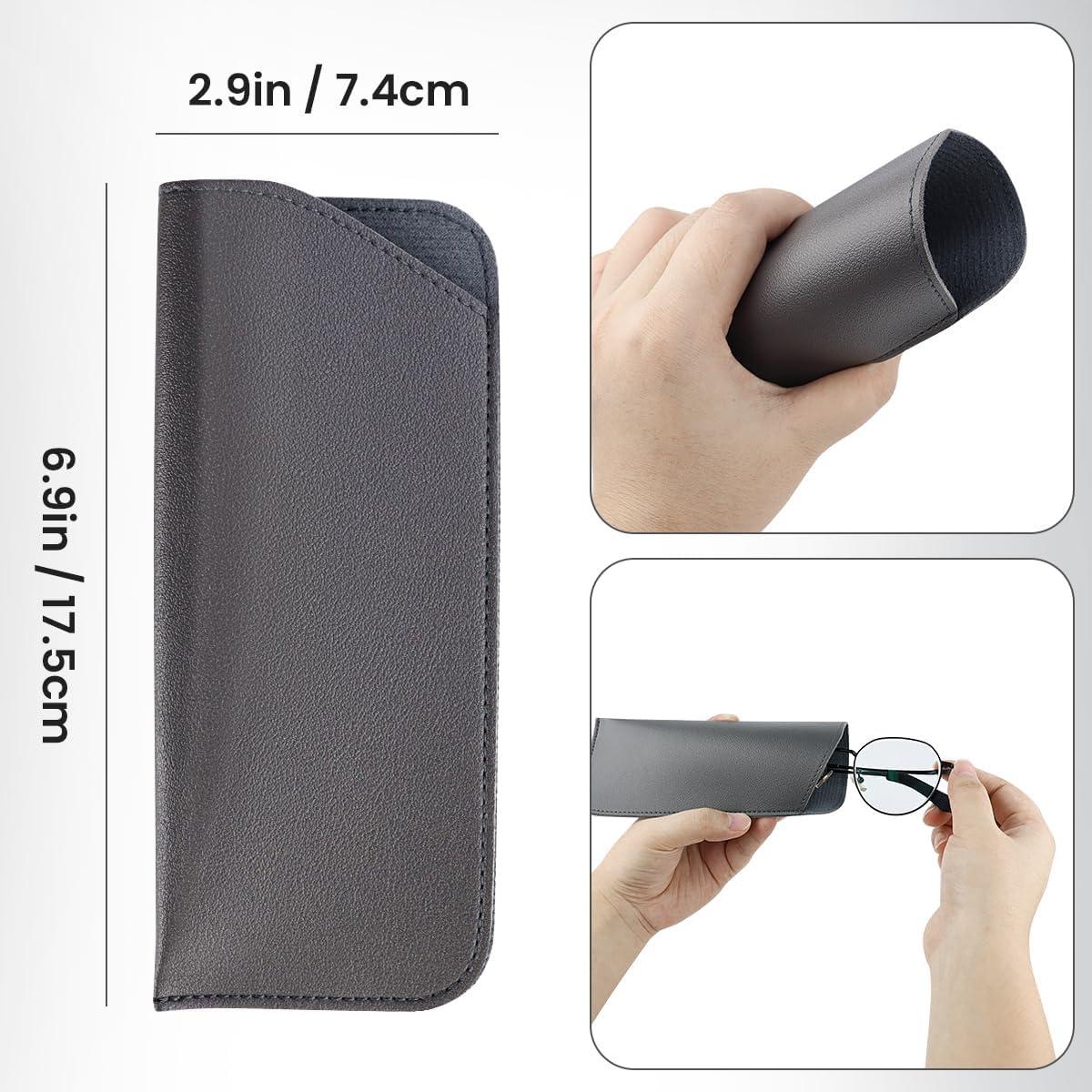 Funda de Gafas de Cuero PU Yuntop 4 Piezas 17.8x7.6 cm