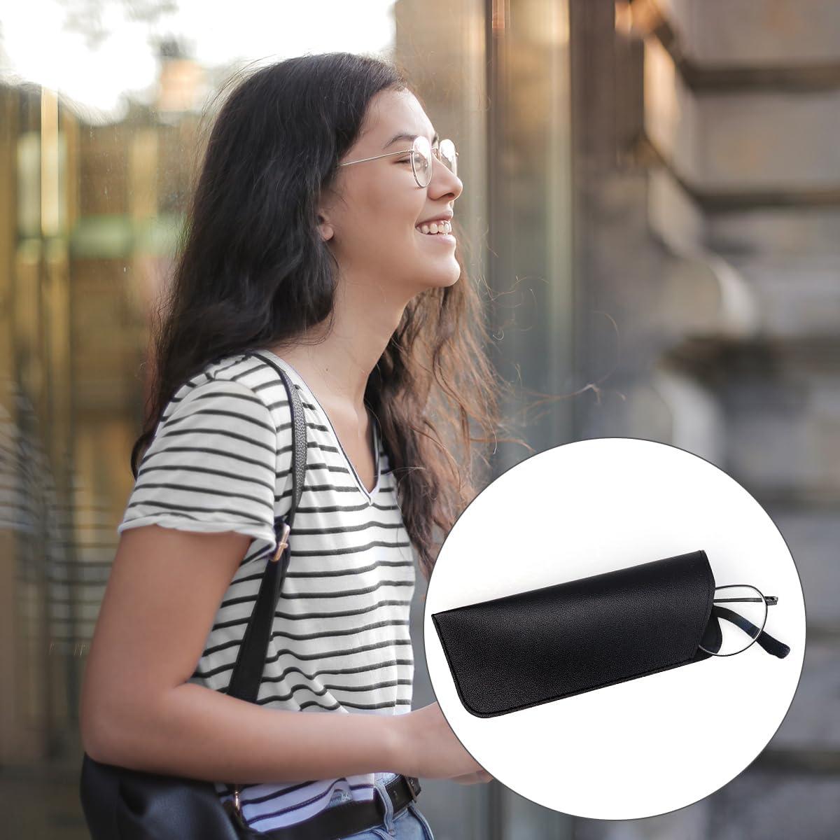 Funda de Gafas de Cuero PU Yuntop 4 Piezas 17.8x7.6 cm