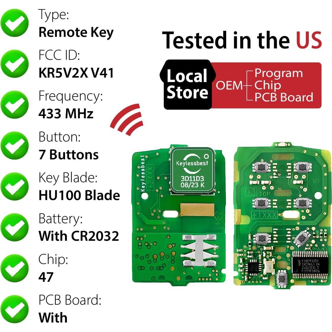 Control Remoto de Llave Honda Odyssey 2018-2020 KR5V2X V41