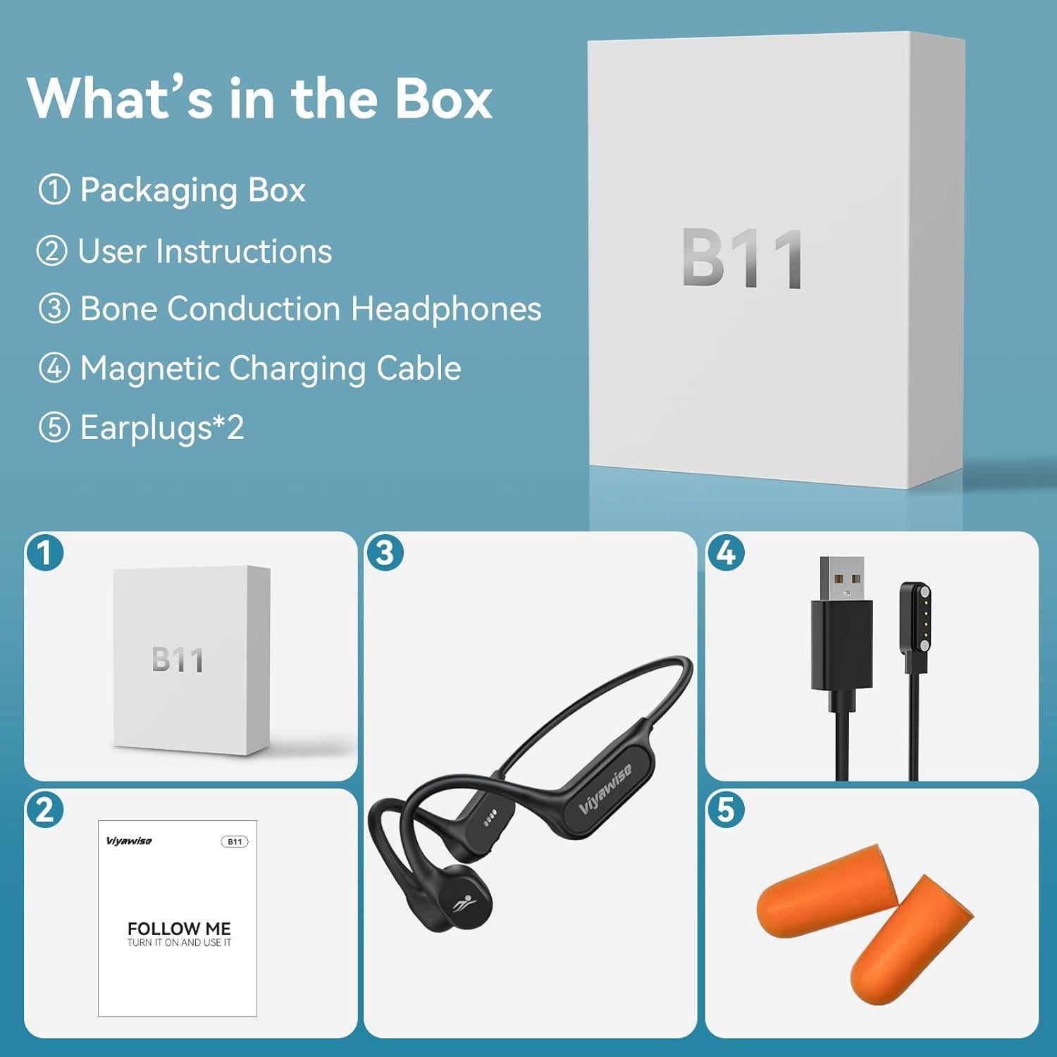 Auriculares Inalámbricos Viyawise B11 Conducción Ósea IP68 32GB