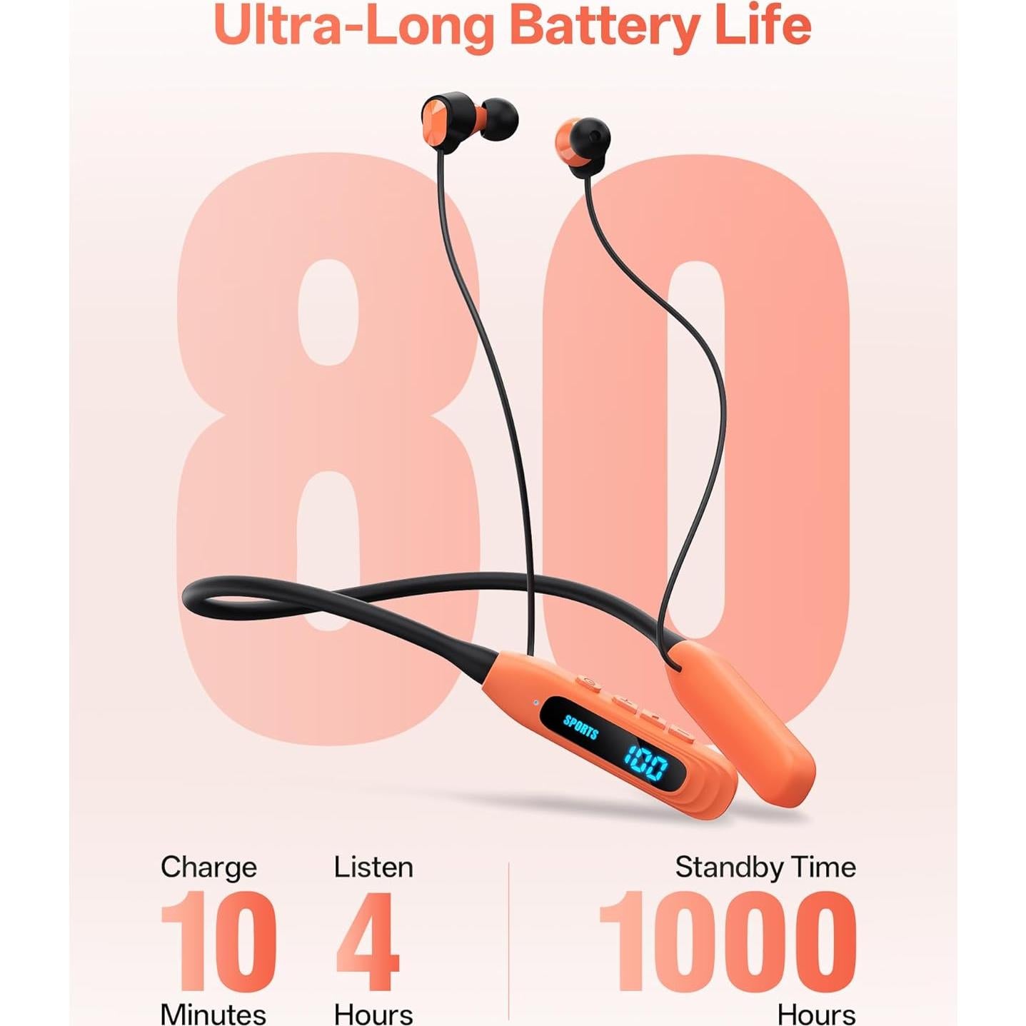 Auriculares Bluetooth Neckband JL&MI, 80 Horas Batería, LED