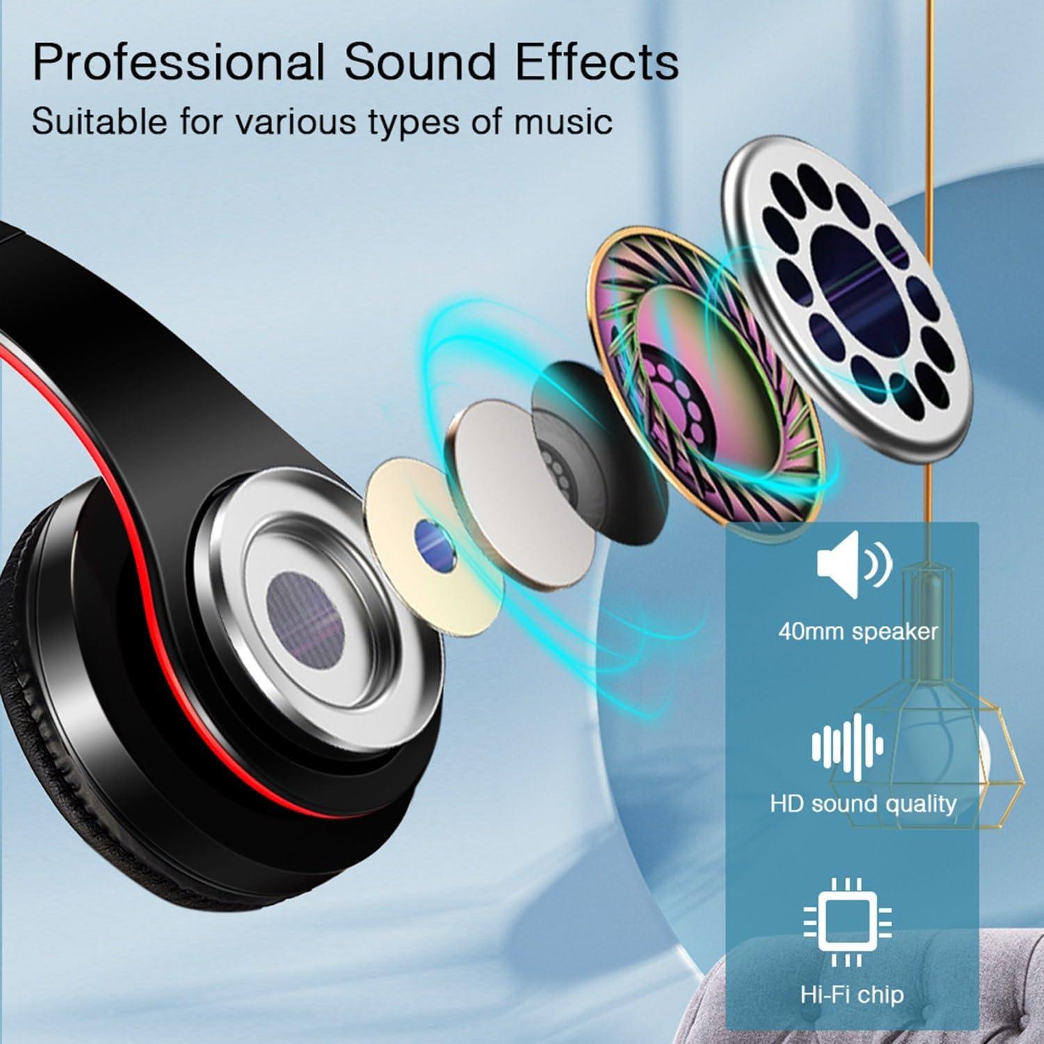 Auriculares Bluetooth ROJO con micrófono y almohadillas suaves