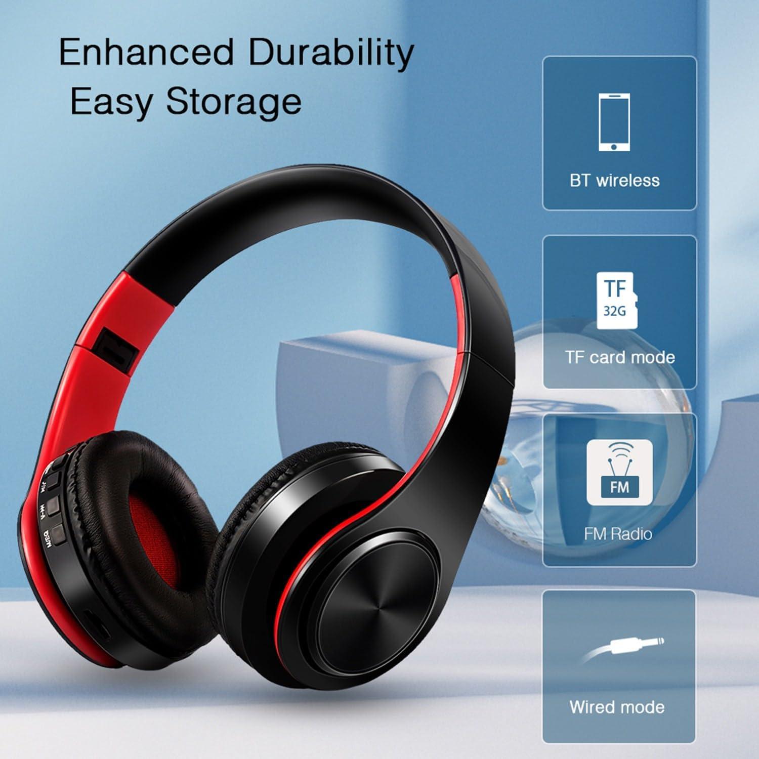 Auriculares Bluetooth ROJO con micrófono y almohadillas suaves