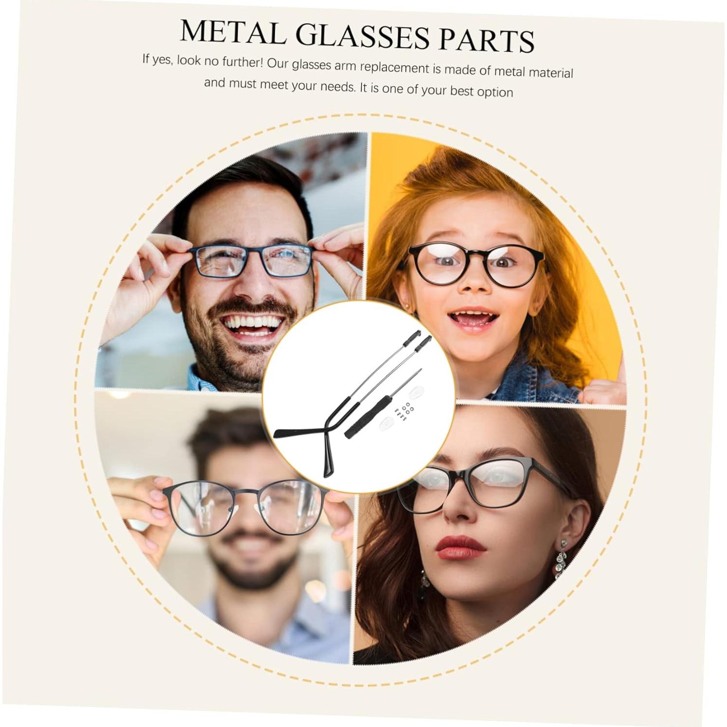1pair Metal Glasses Replacement Arms Eyewear Temple Parts for Sunglasses Eyeglasses Non- Design Easy Installation for Repairing