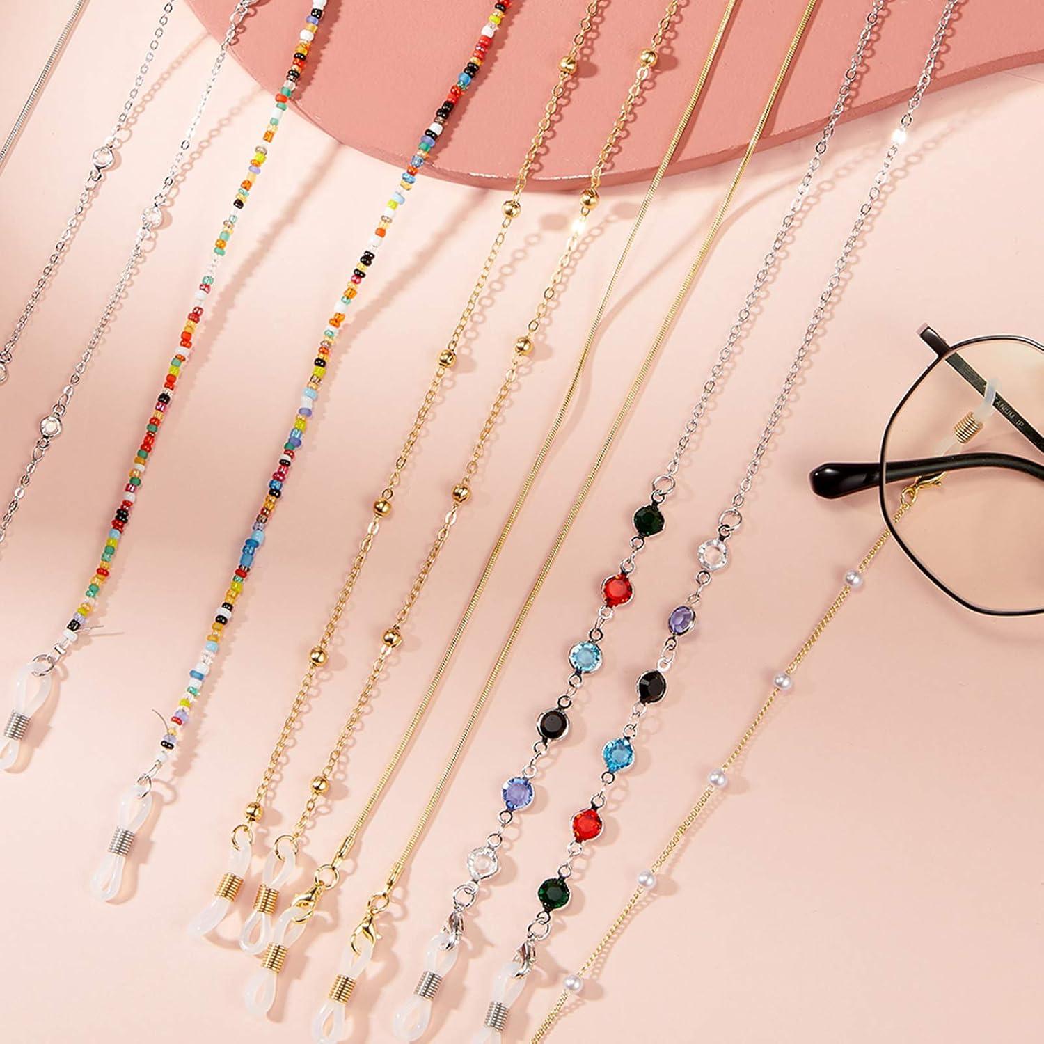 Cadenas para Gafas Weewooday 12 Piezas con Perlas Elegantes