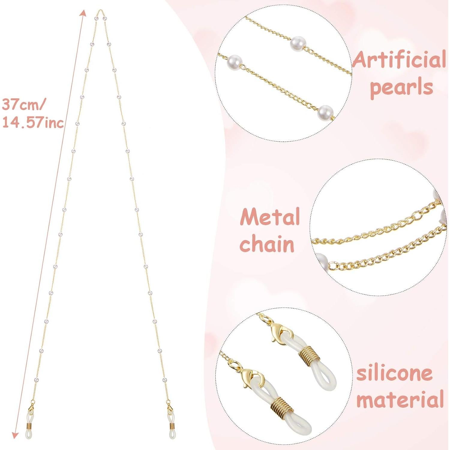 Cadenas para Gafas Weewooday 12 Piezas con Perlas Elegantes