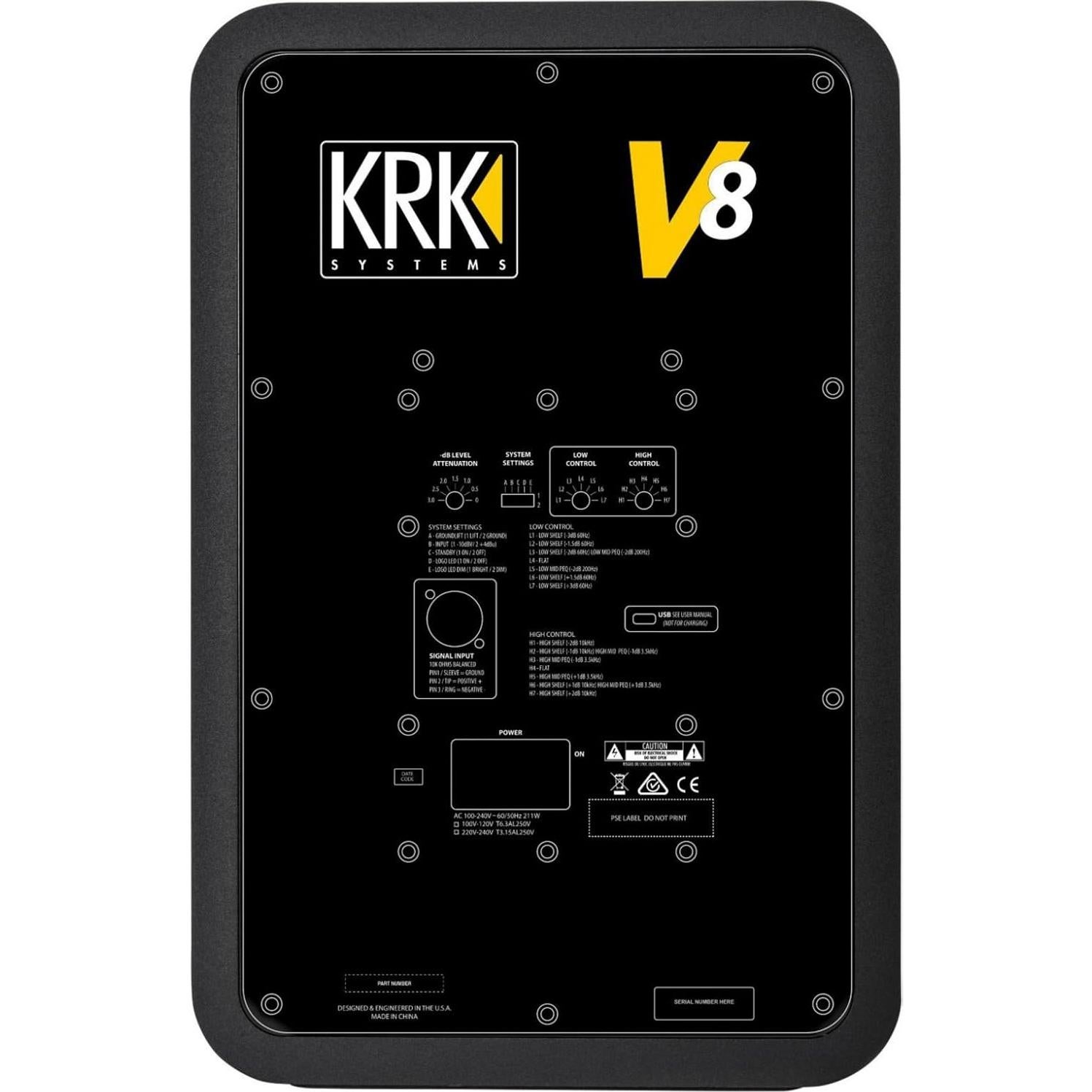 Monitor de Estudio KRK V8S4 8" Biamplificado 230W Negro