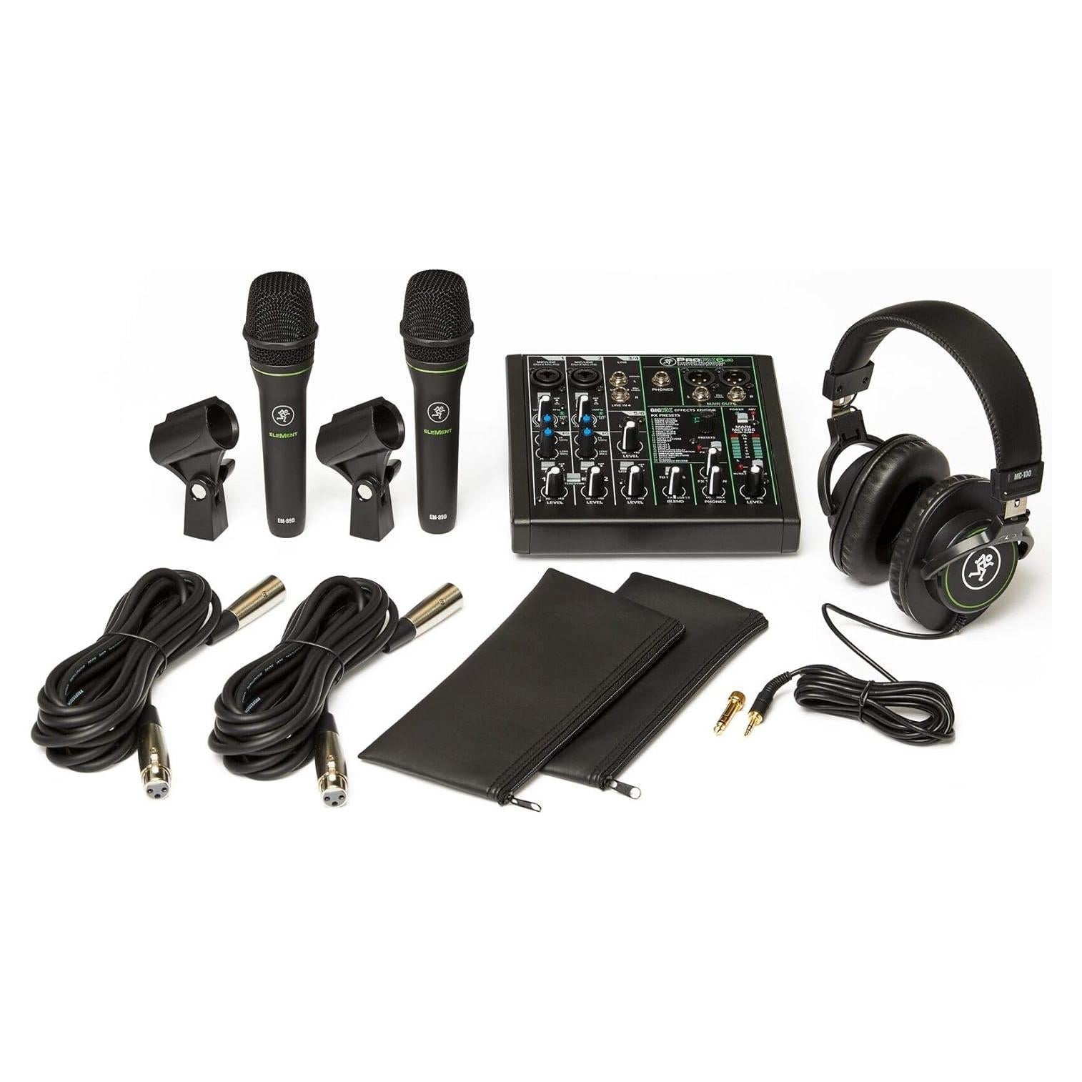 Paquete Performer Mackie: Mezclador ProFX6v3, 2 Micrófonos EM-89D, Auriculares MC-100