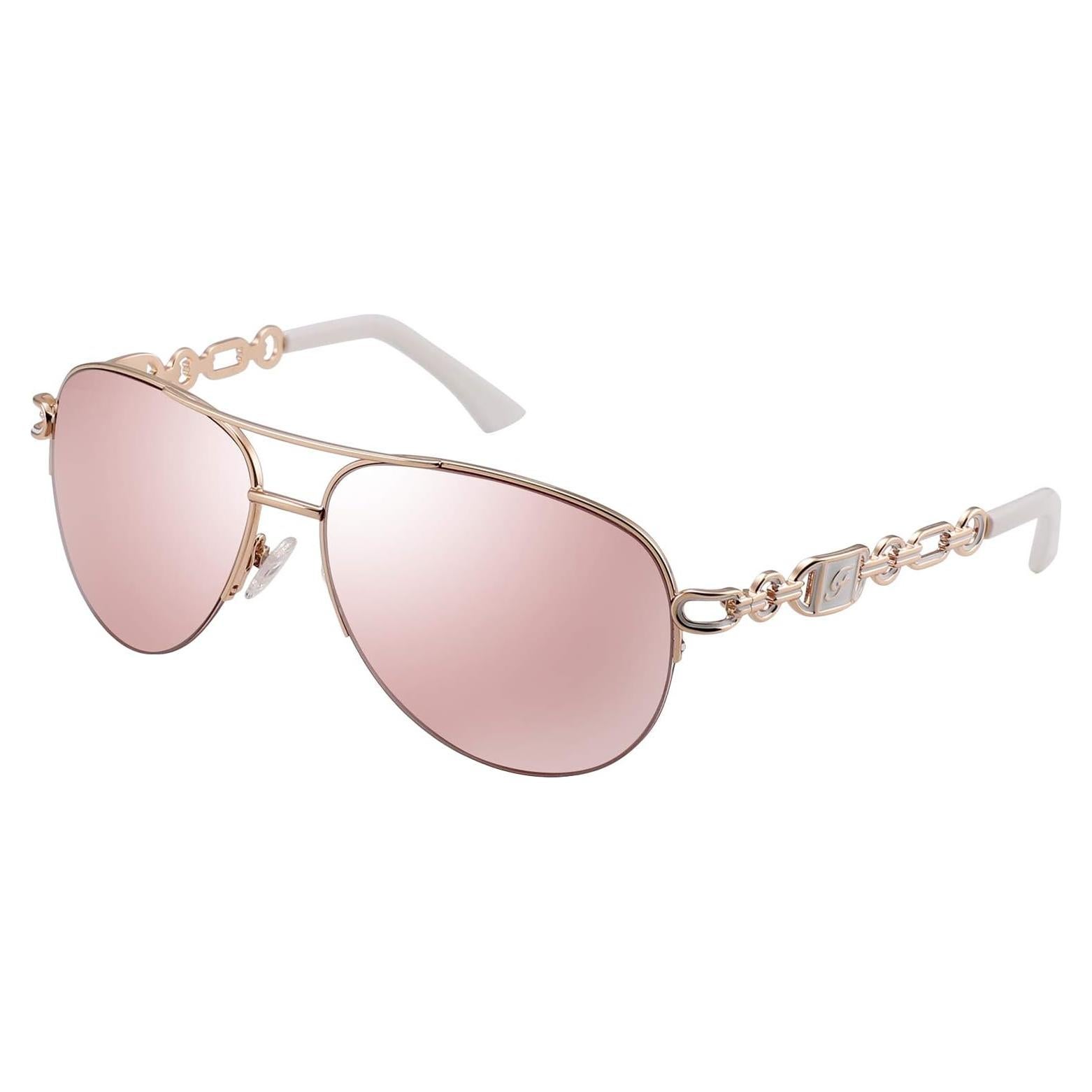 Gafas de sol aviador para mujeres UV 400 marco metal dorado