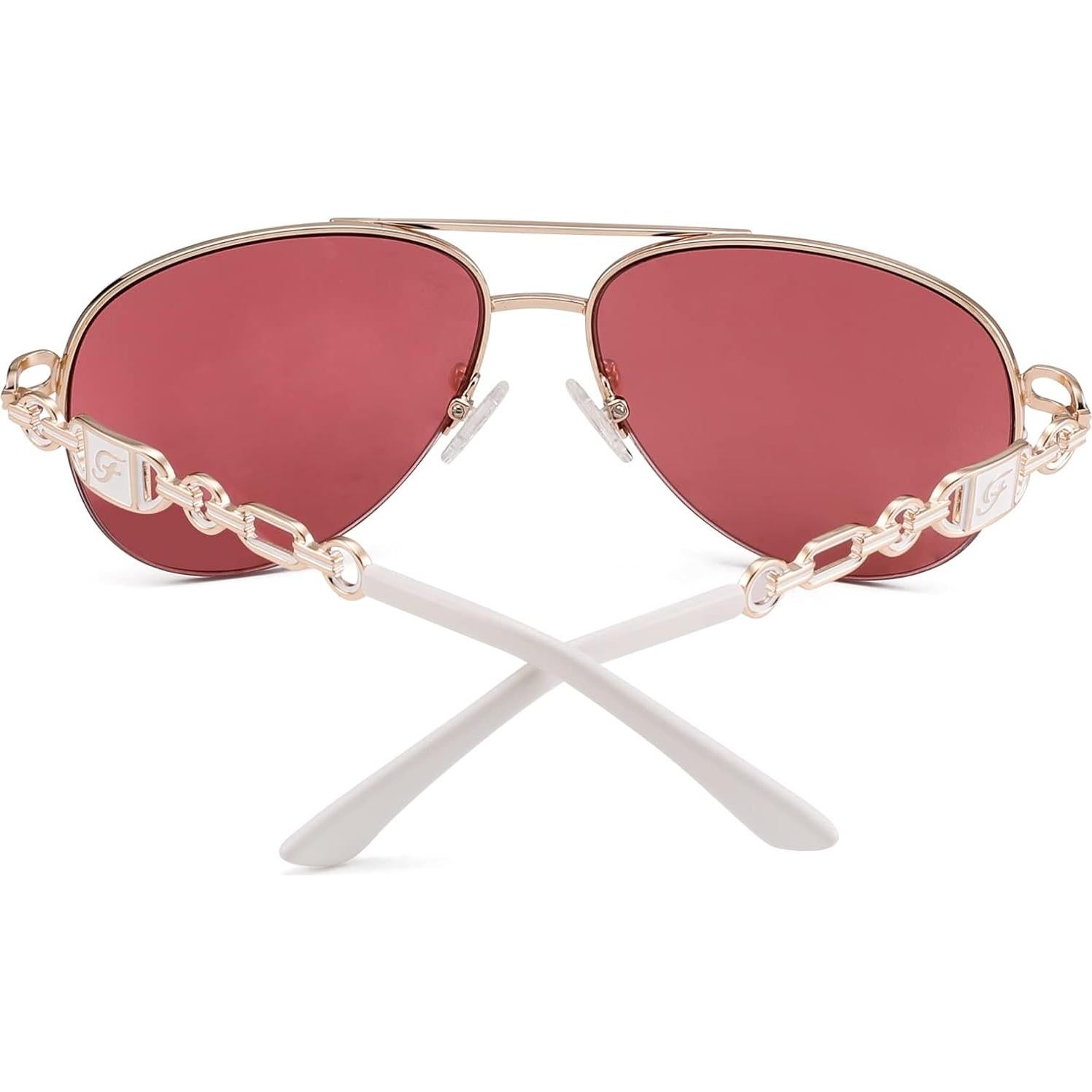 Gafas de sol aviador para mujeres UV 400 marco metal dorado