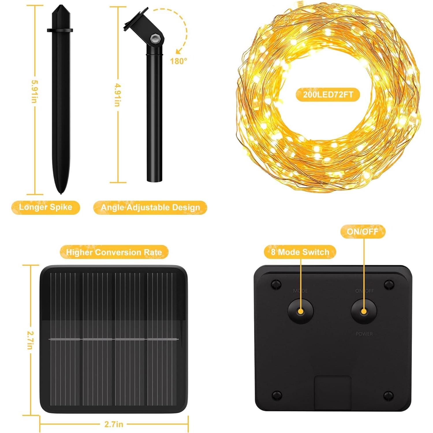 Cadena de Luces Solares 200 LED Selarlyt 22m Blanco Cálido