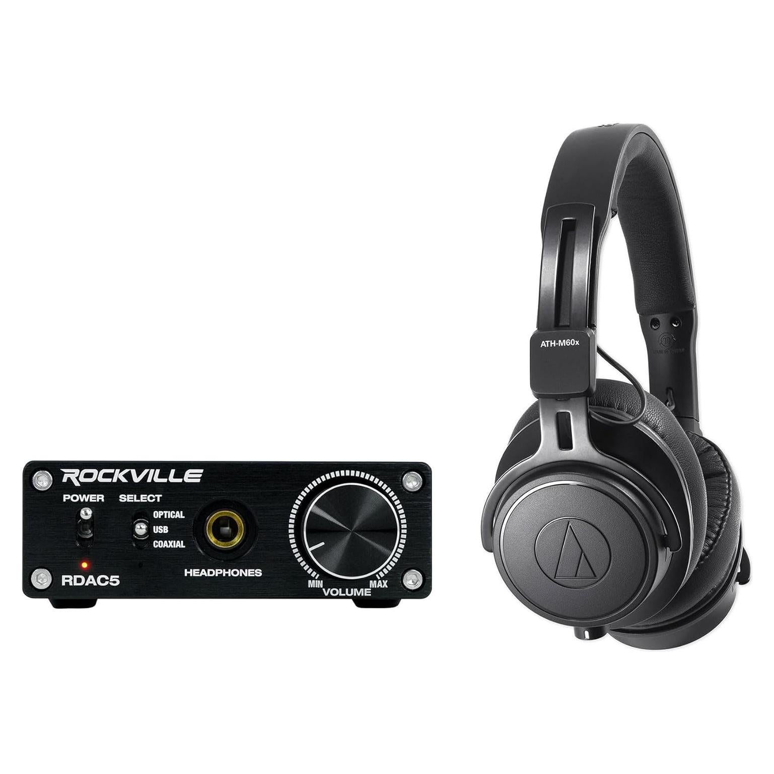 Auriculares Monitor Cerrados Audio Technica ATH-M60X + DAC Rockville RDAC5B