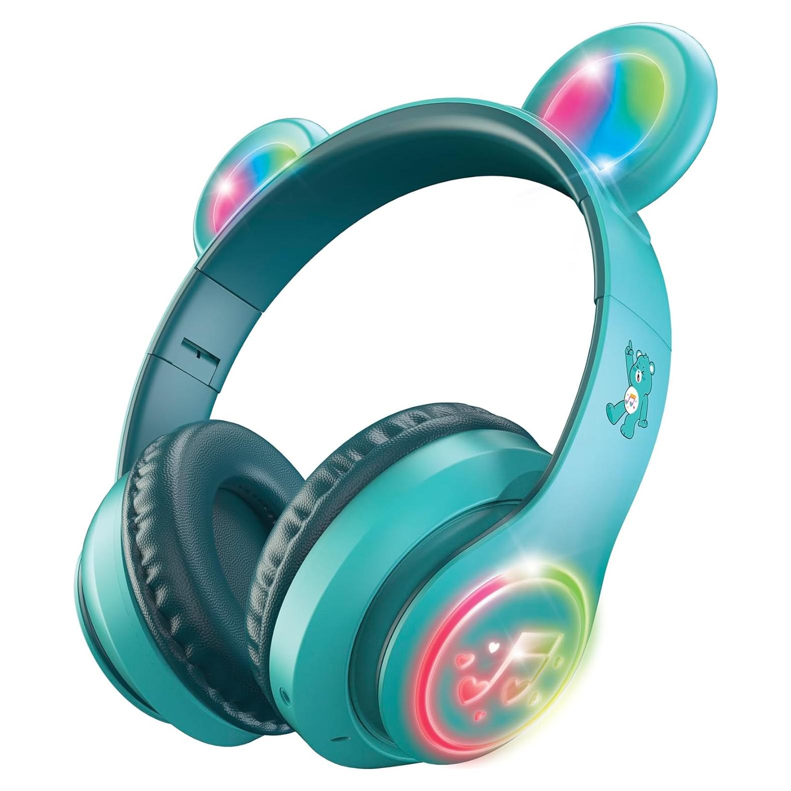 Auriculares Inalámbricos Care Bears LED Turquesa, Bluetooth Niños