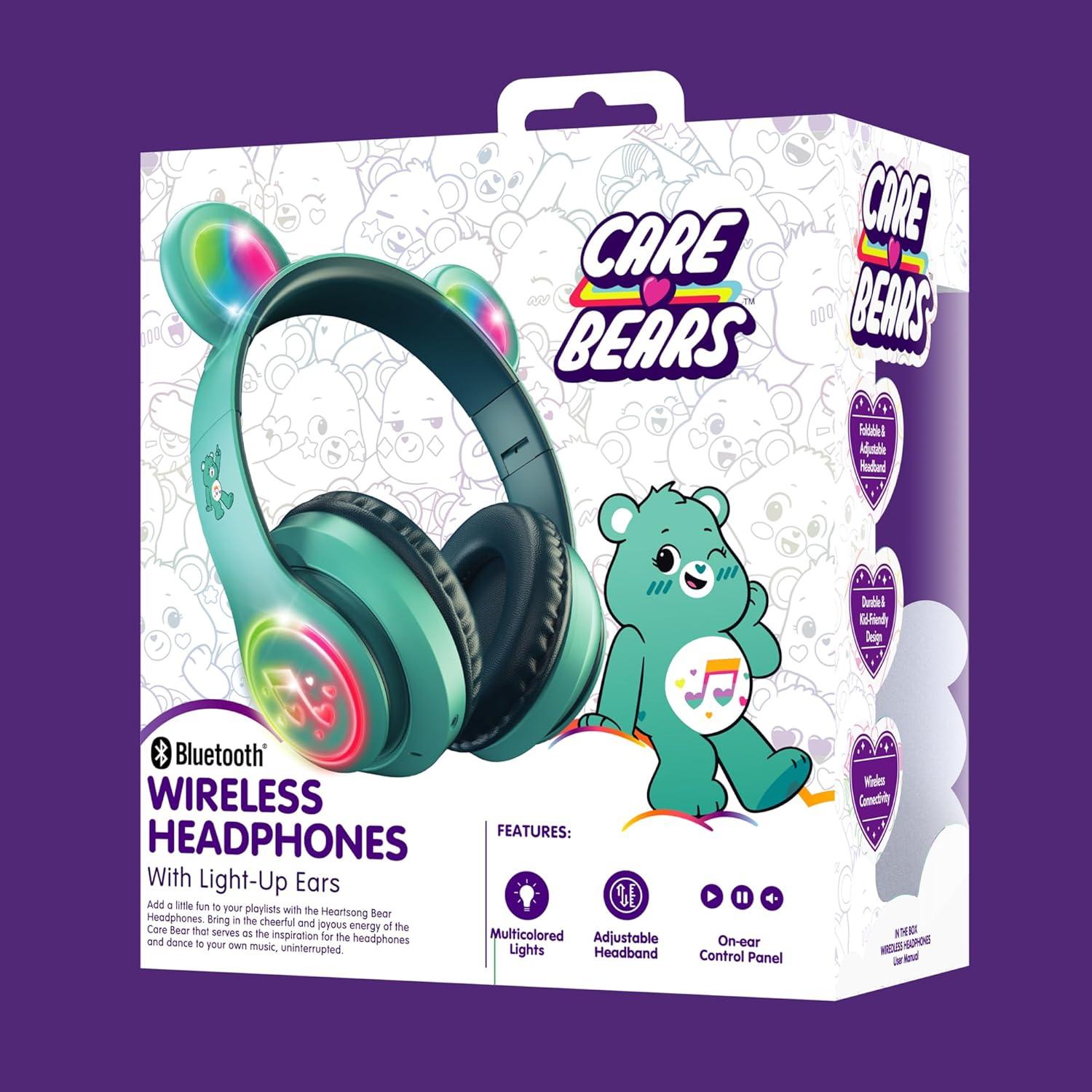Auriculares Inalámbricos Care Bears LED Turquesa, Bluetooth Niños
