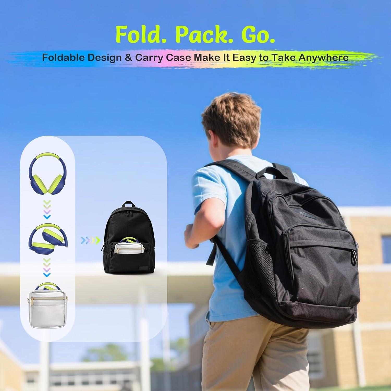 Auriculares Inalámbricos Bluetooth 5.4 Tonoshark para Niños ANC RGB 60H