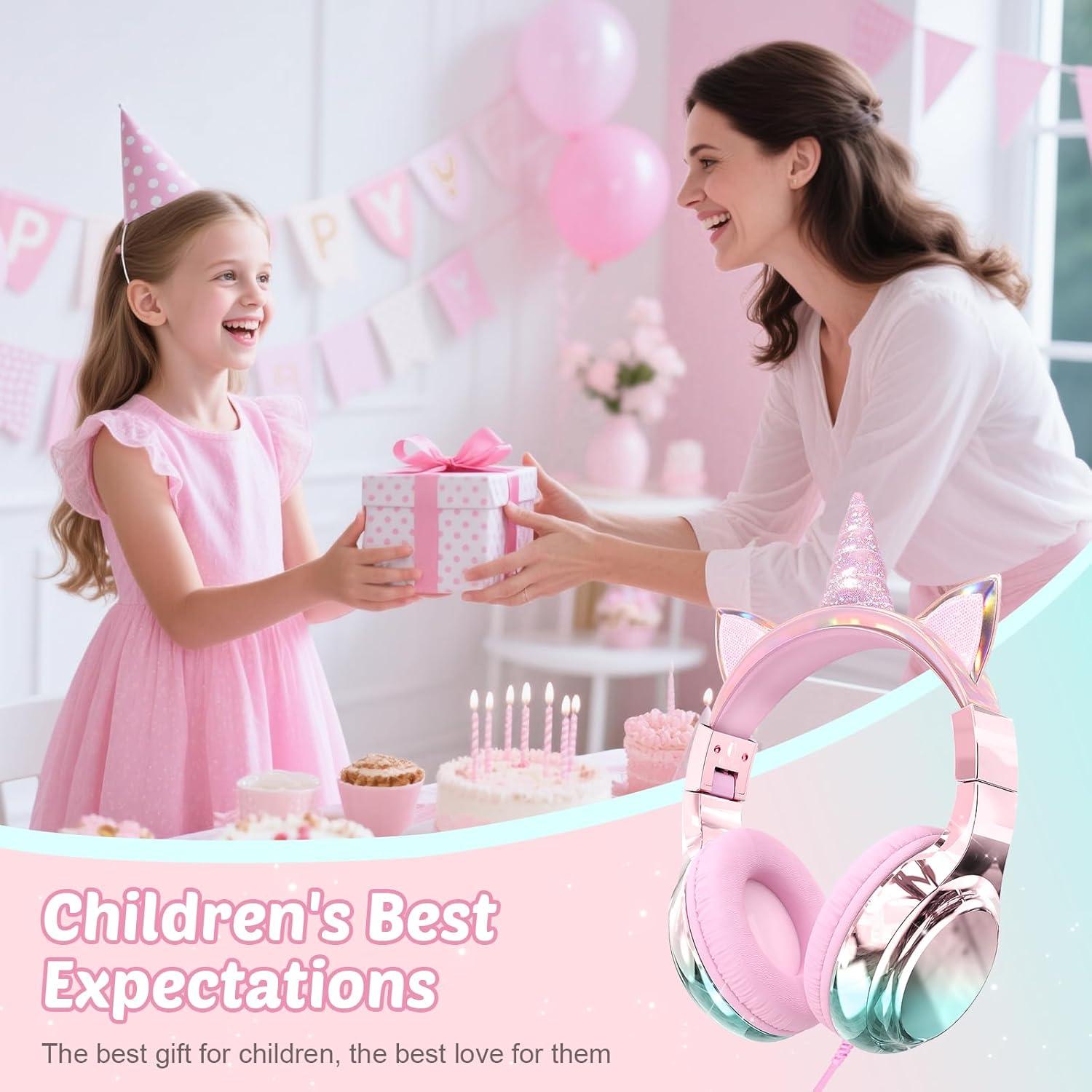 Auriculares QearFun para Niños Unicornio Rosa con Micrófono