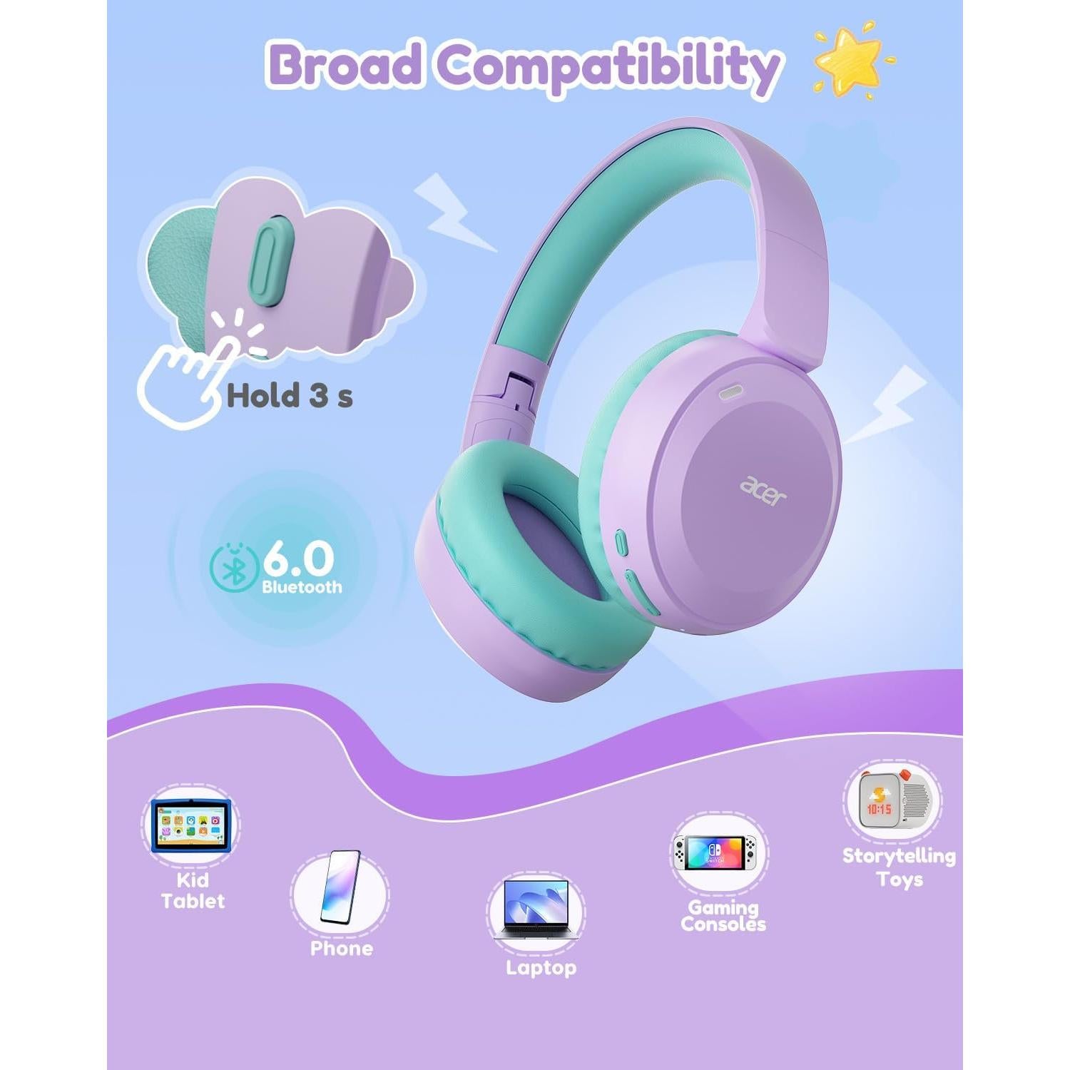 Auriculares Bluetooth Acer OHR668 Niños 60h Volumen Seguro