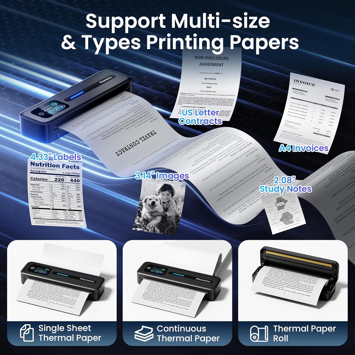 Impresora Térmica Portátil Phomemo M832D con Pantalla Táctil