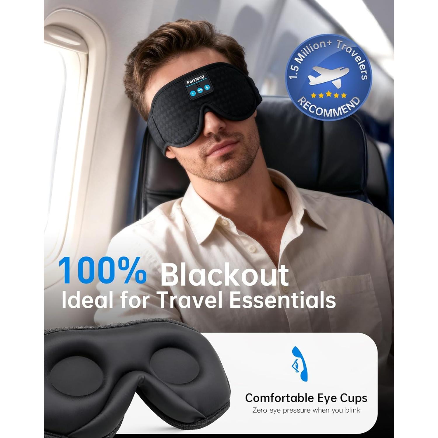 Máscara para dormir Bluetooth Perytong PTL01 3D con auriculares