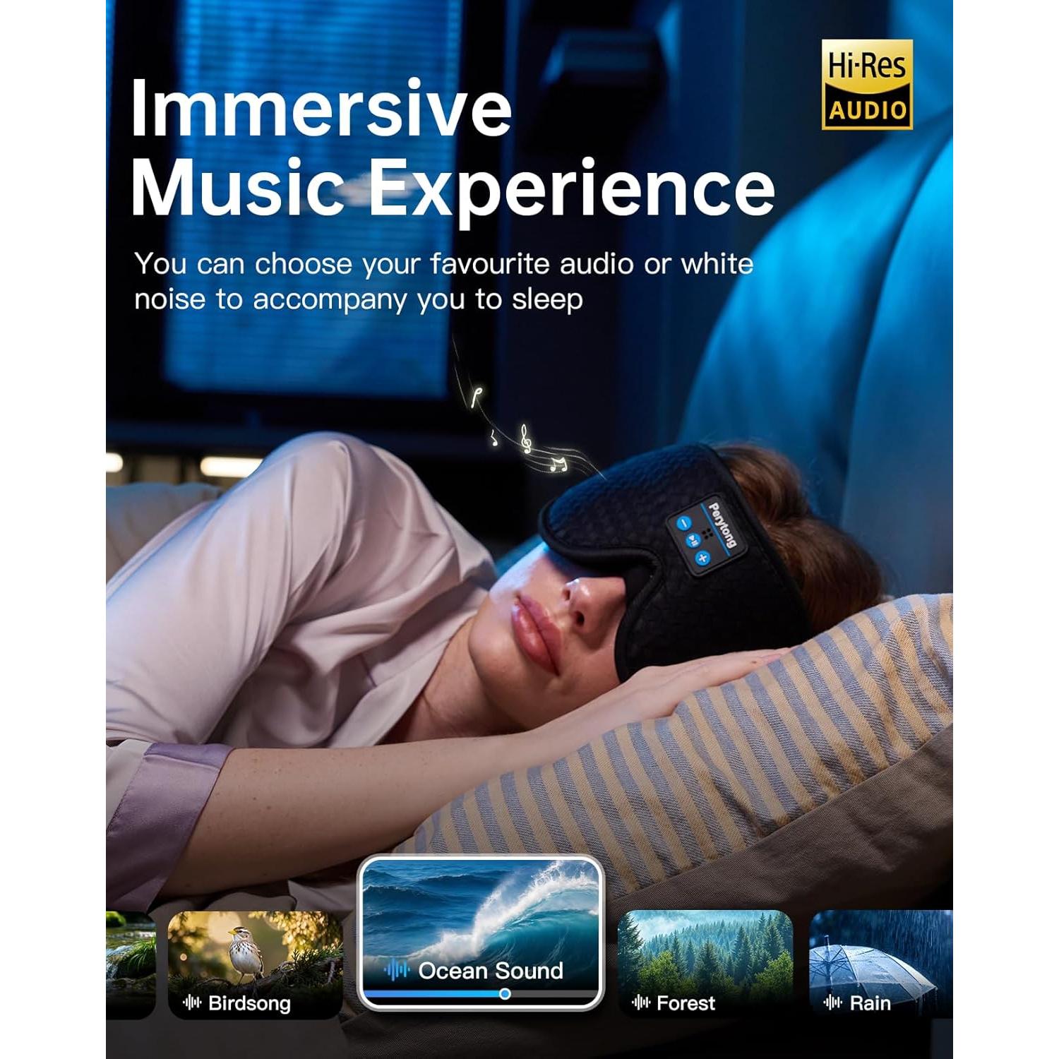 Máscara para dormir Bluetooth Perytong PTL01 3D con auriculares