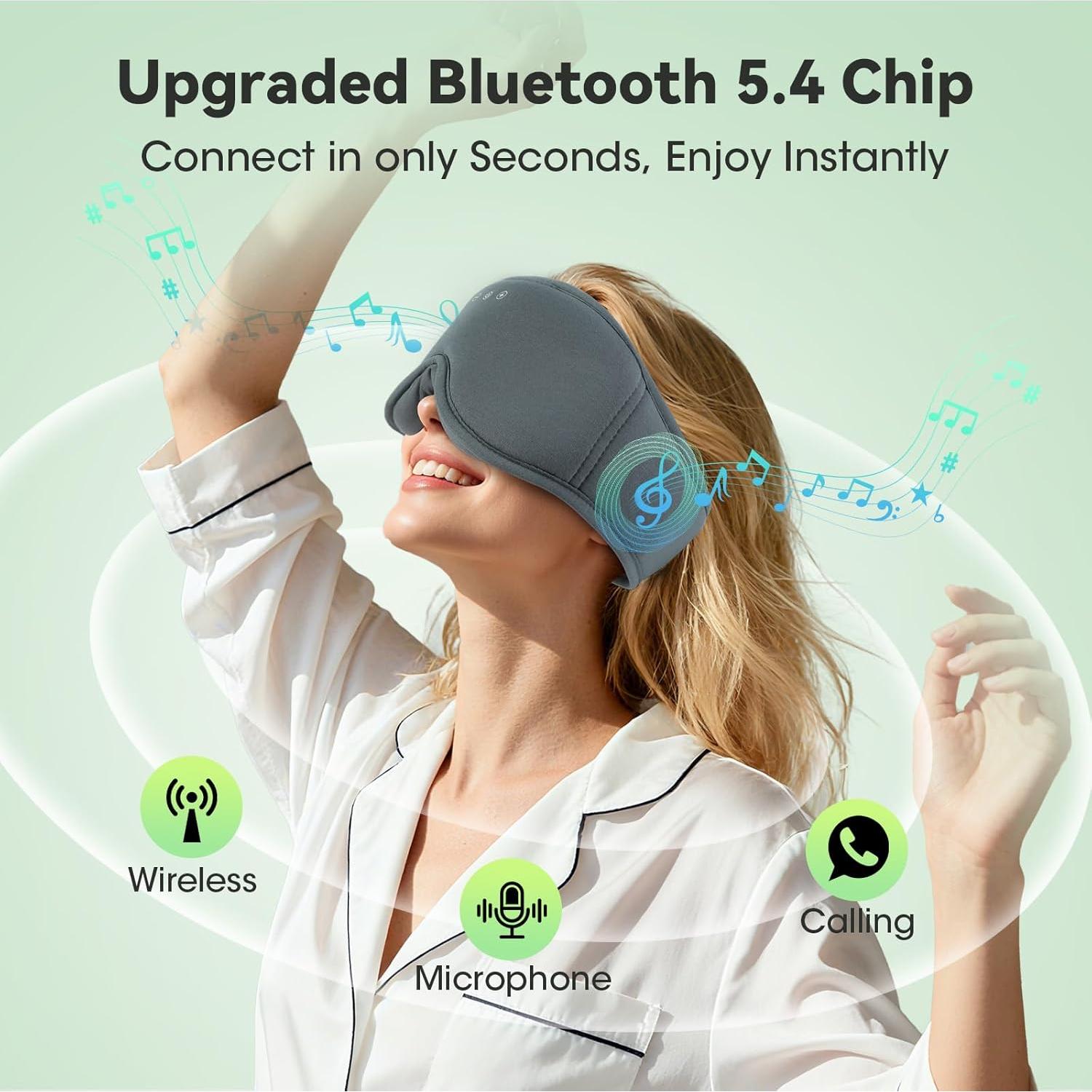 Máscara de Sueño Bluetooth BeMyLady 3D Algodón Bambú Gris