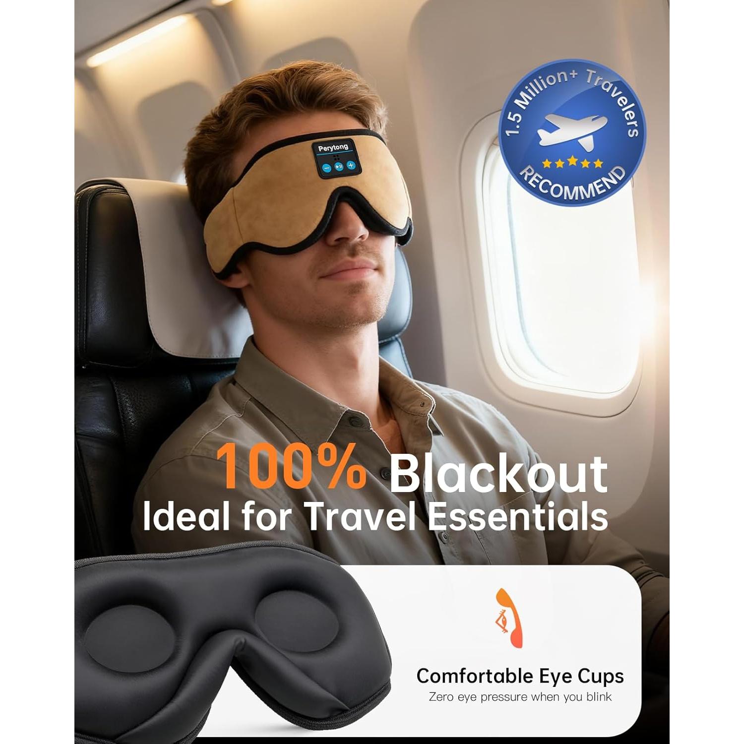 Máscara de Sueño Bluetooth Perytong 3D con Auriculares HD