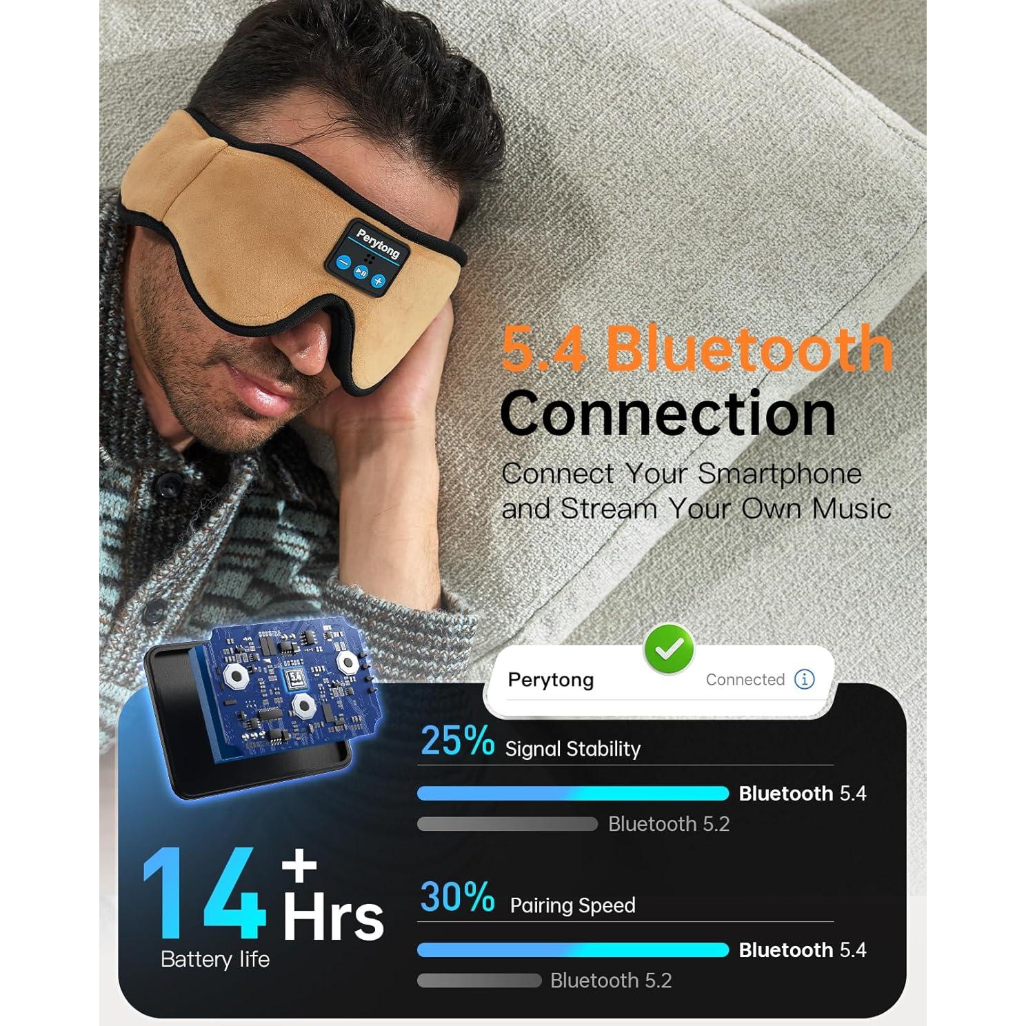 Máscara de Sueño Bluetooth Perytong 3D con Auriculares HD