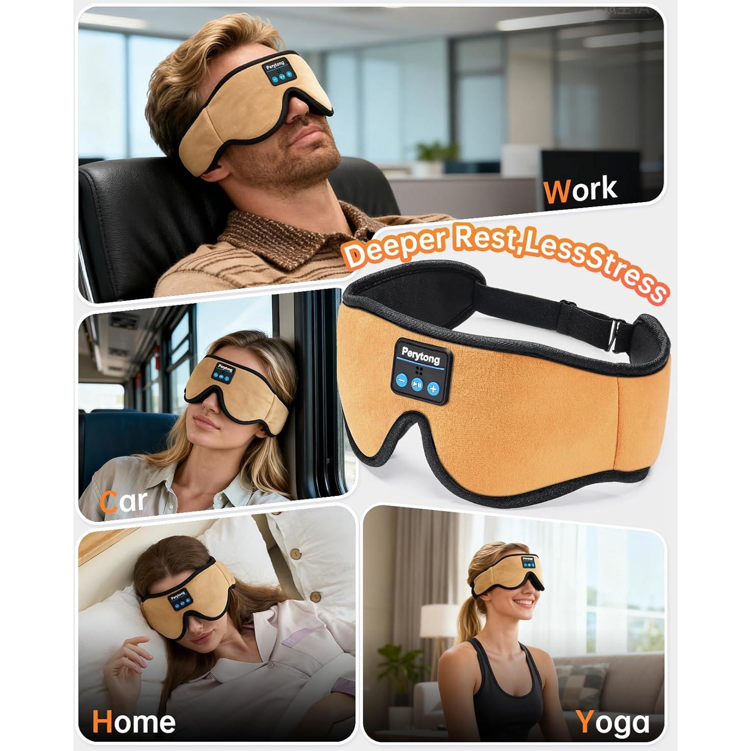Máscara de Sueño Bluetooth Perytong 3D con Auriculares HD