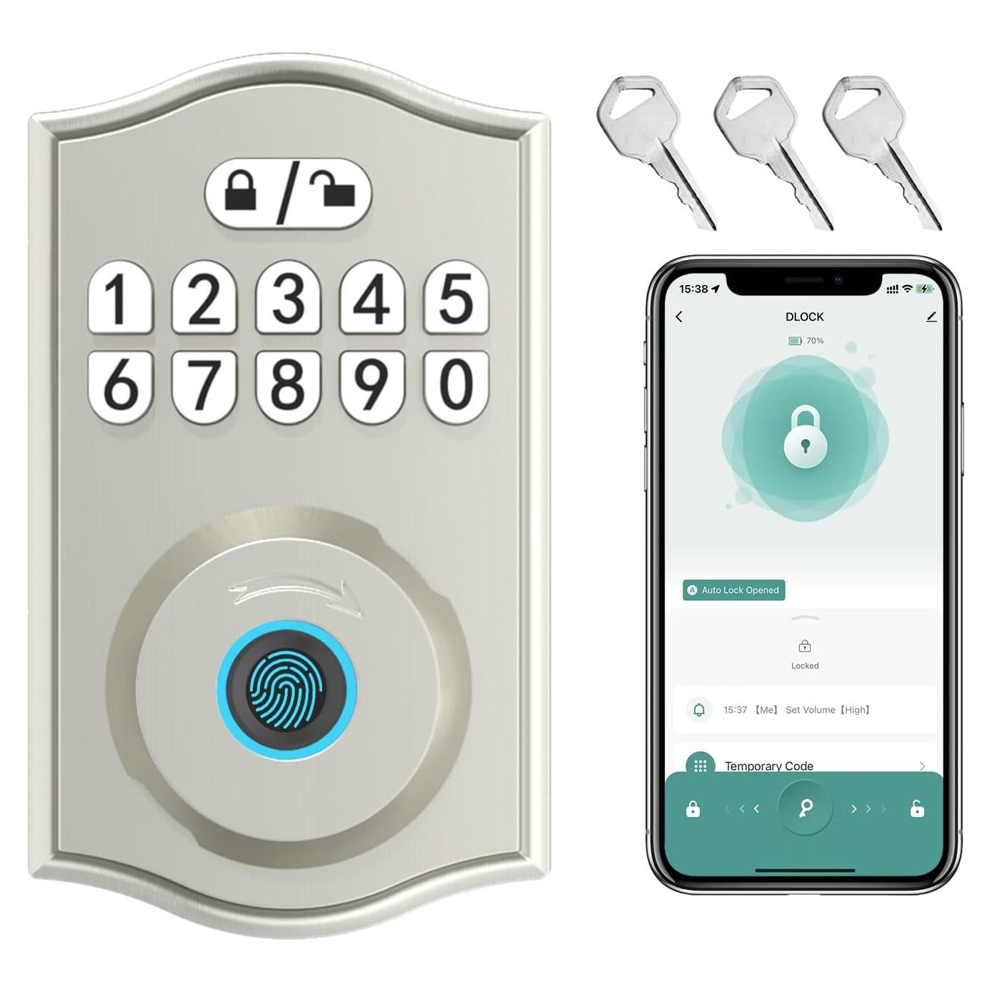 Cerradura Inteligente BAFUWEIY X05 Níquel 5-en-1 con APP