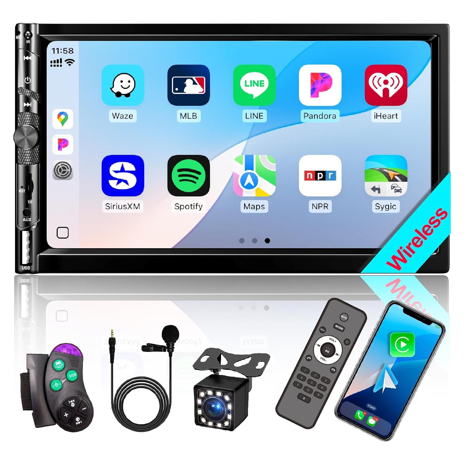 Estéreo de coche Plixify 7078W 7" Bluetooth CarPlay Android Auto