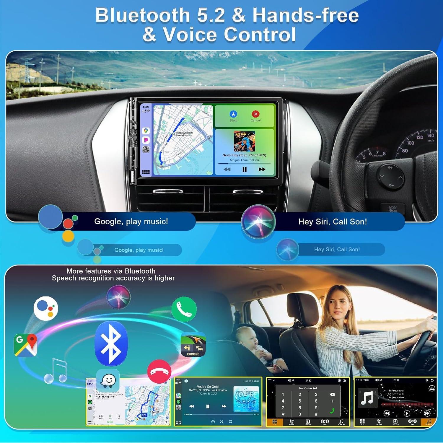Estéreo de coche Plixify 7078W 7" Bluetooth CarPlay Android Auto