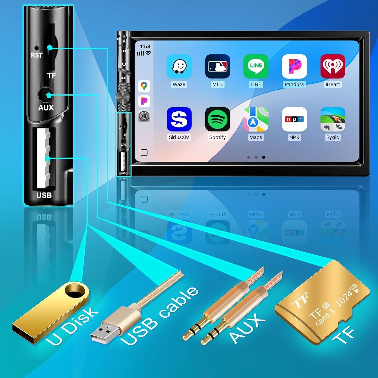 Estéreo de coche Plixify 7078W 7" Bluetooth CarPlay Android Auto