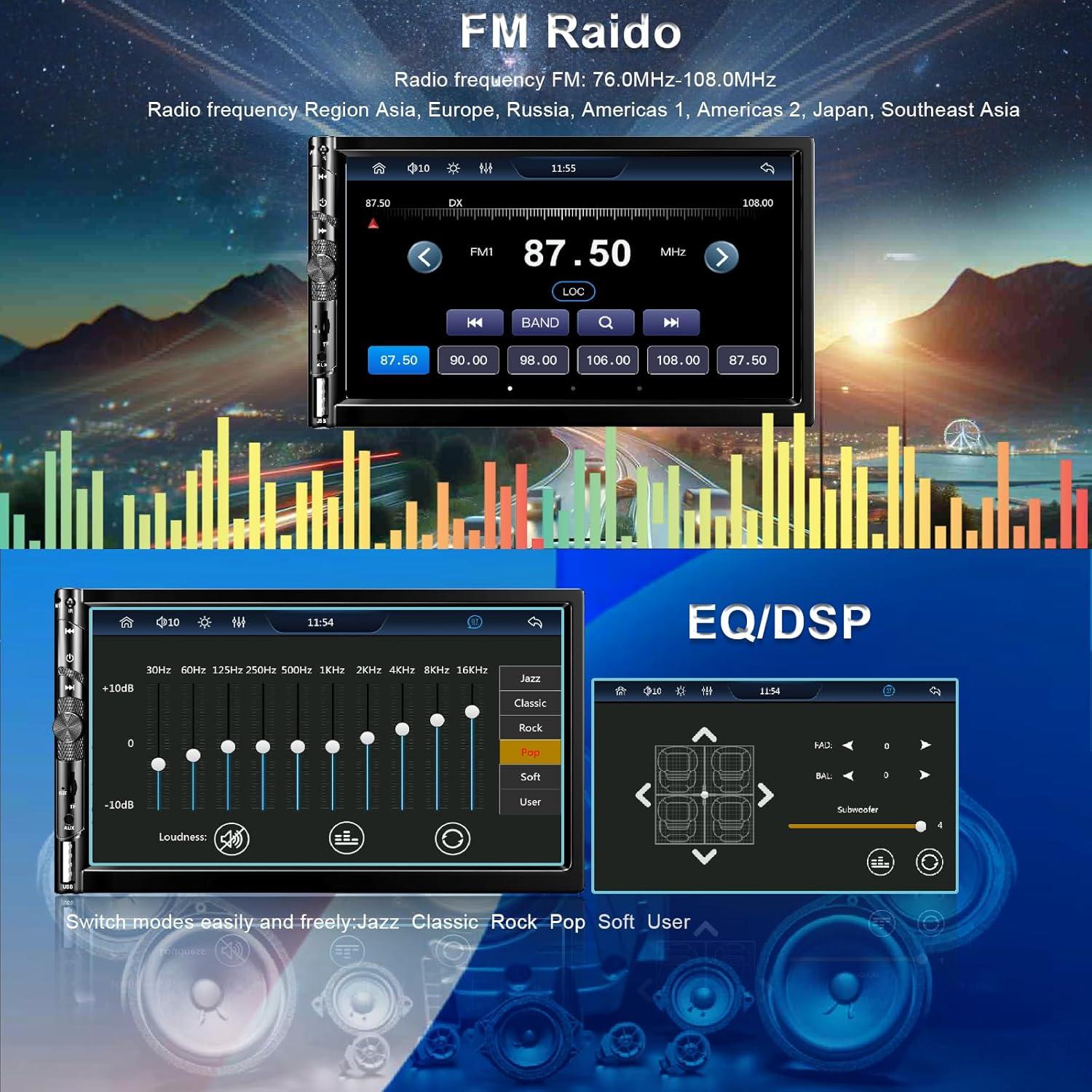 Estéreo de coche Plixify 7078W 7" Bluetooth CarPlay Android Auto