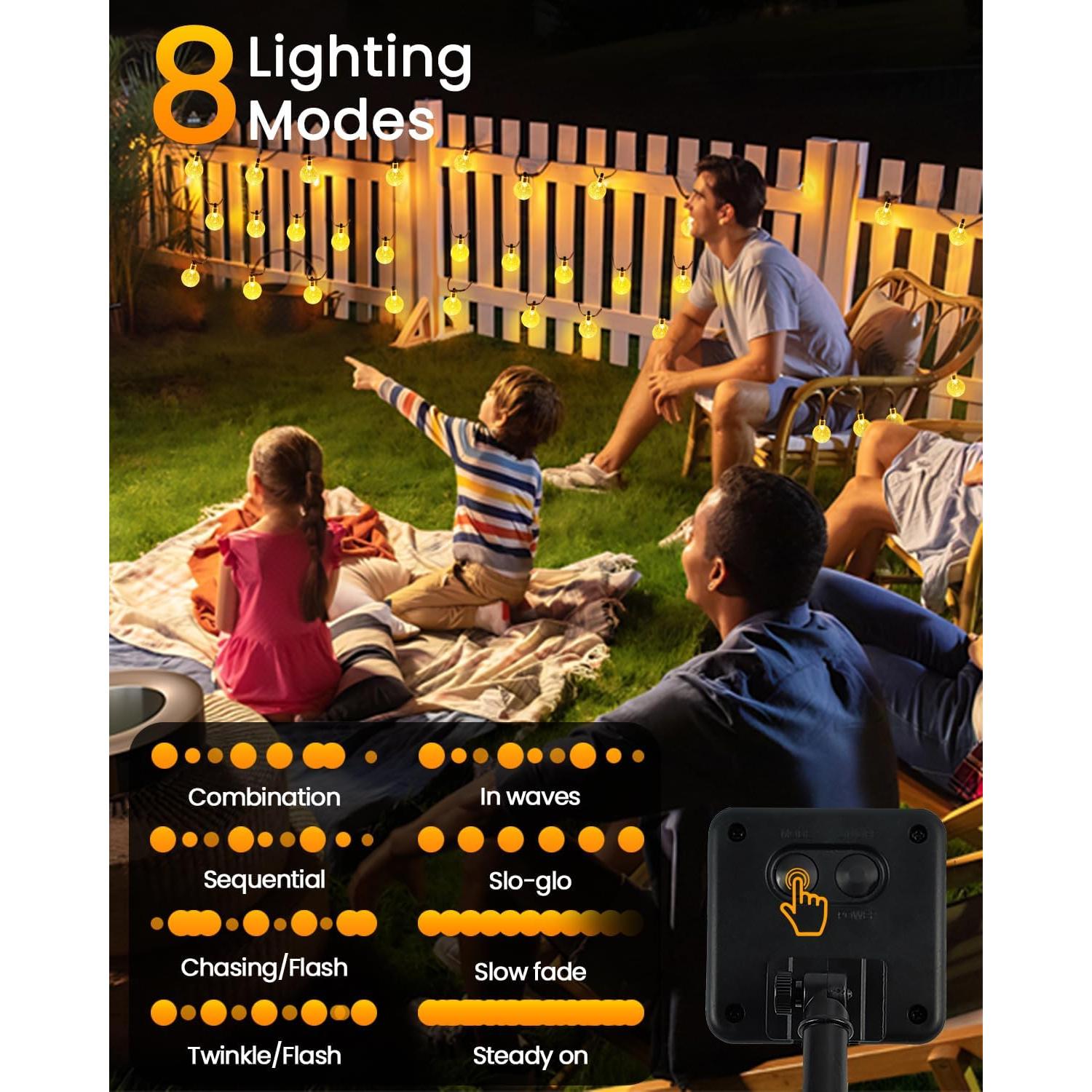 Luz Solar de Cadena LORRYTE 2 Pack 100 LED 19.5m Blanco Cálido