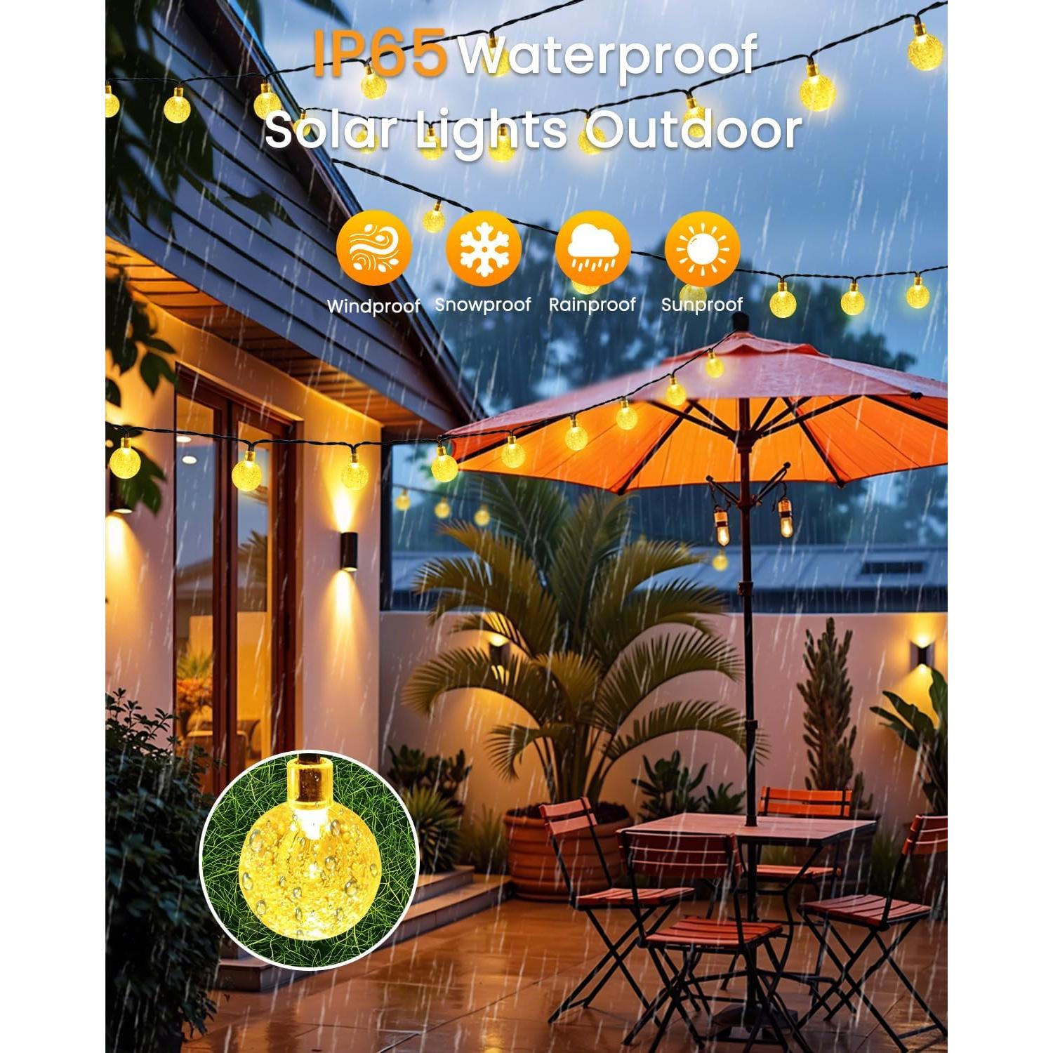 Luz Solar de Cadena LORRYTE 2 Pack 100 LED 19.5m Blanco Cálido