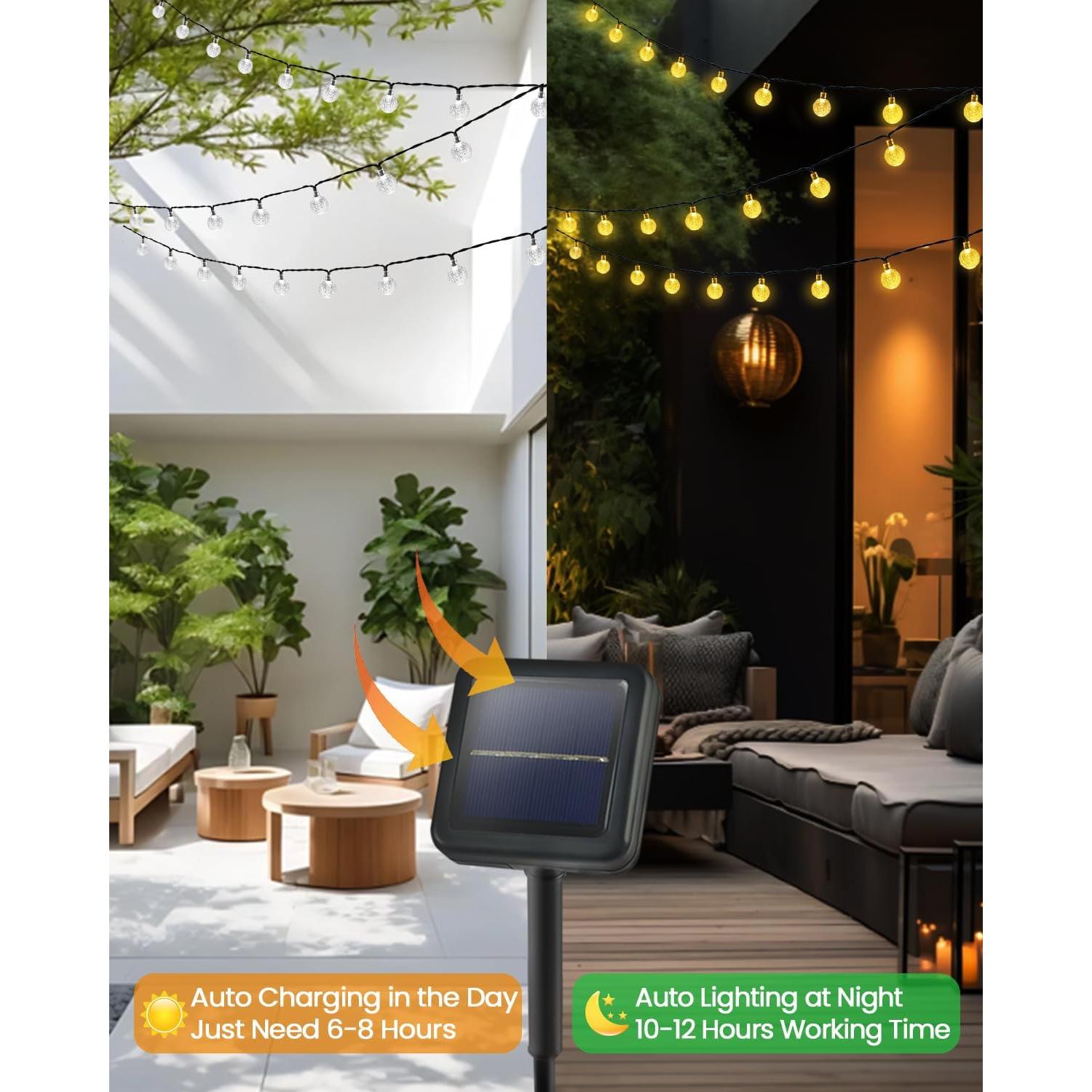 Luz Solar de Cadena LORRYTE 2 Pack 100 LED 19.5m Blanco Cálido