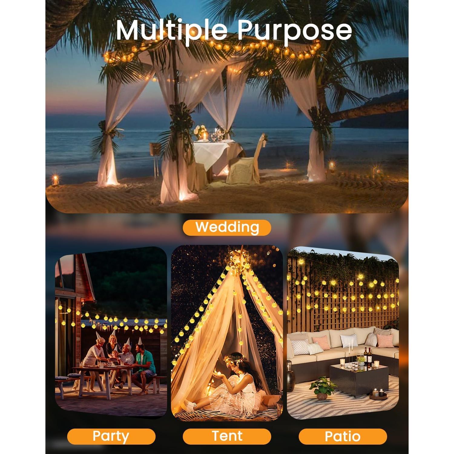 Luz Solar de Cadena LORRYTE 2 Pack 100 LED 19.5m Blanco Cálido