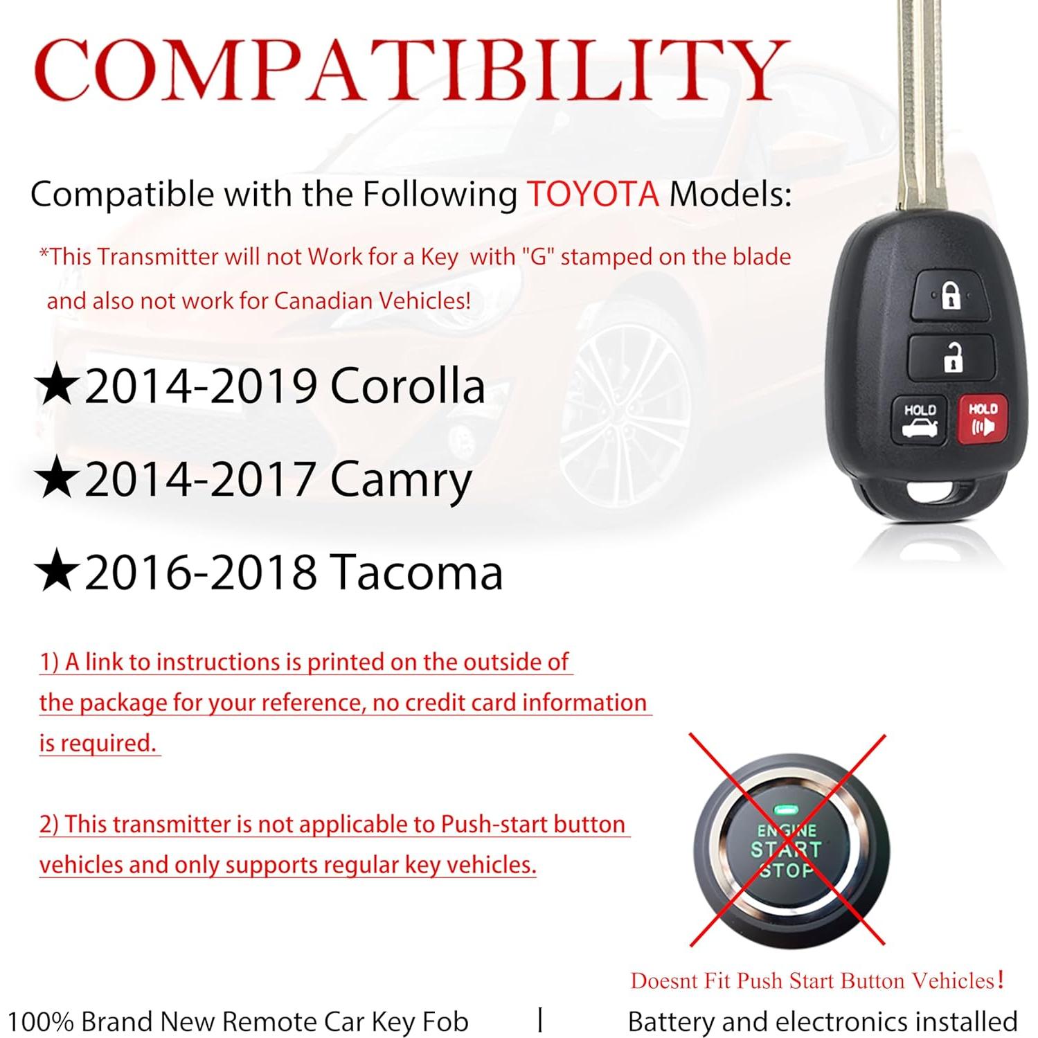 Mando a distancia MechanMagic para Toyota Corolla 2014-2019