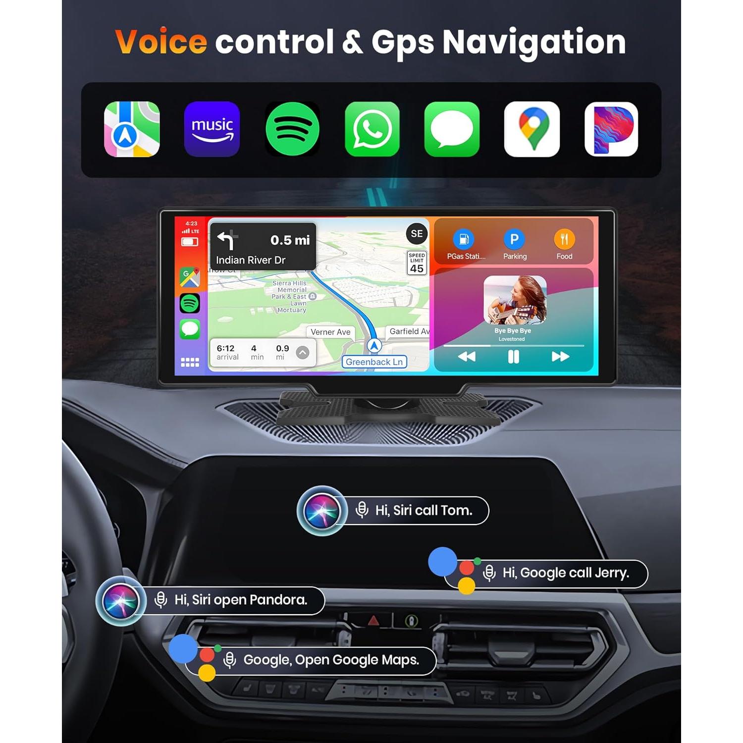 Pantalla Podofo 10.26" Táctil IPS Carplay Inalámbrico