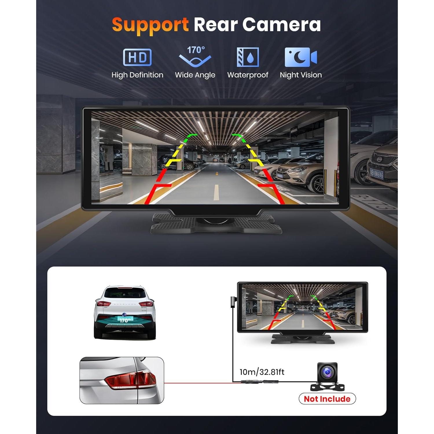 Pantalla Podofo 10.26" Táctil IPS Carplay Inalámbrico